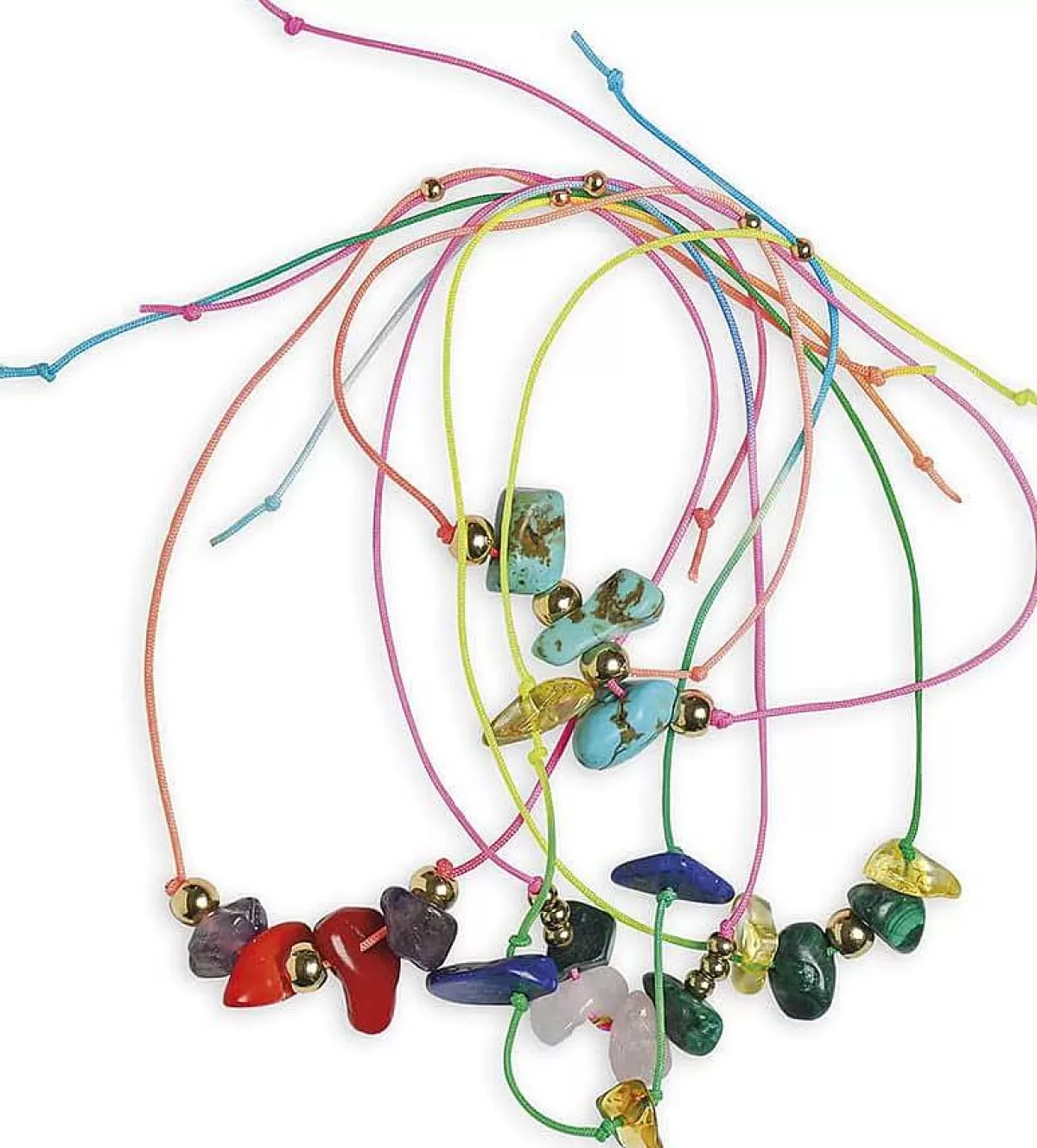 JANOD Collier & Bracelets Porte-Bonheur - 16 Magnifiques Pierres Naturelles - Création Authentique Prix Doux