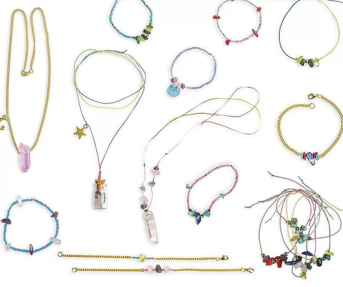 JANOD Collier & Bracelets Porte-Bonheur - 16 Magnifiques Pierres Naturelles - Création Authentique Prix Doux