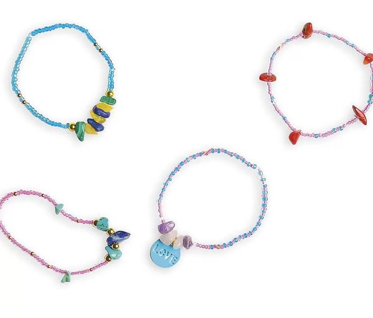 JANOD Collier & Bracelets Porte-Bonheur - 16 Magnifiques Pierres Naturelles - Création Authentique Prix Doux