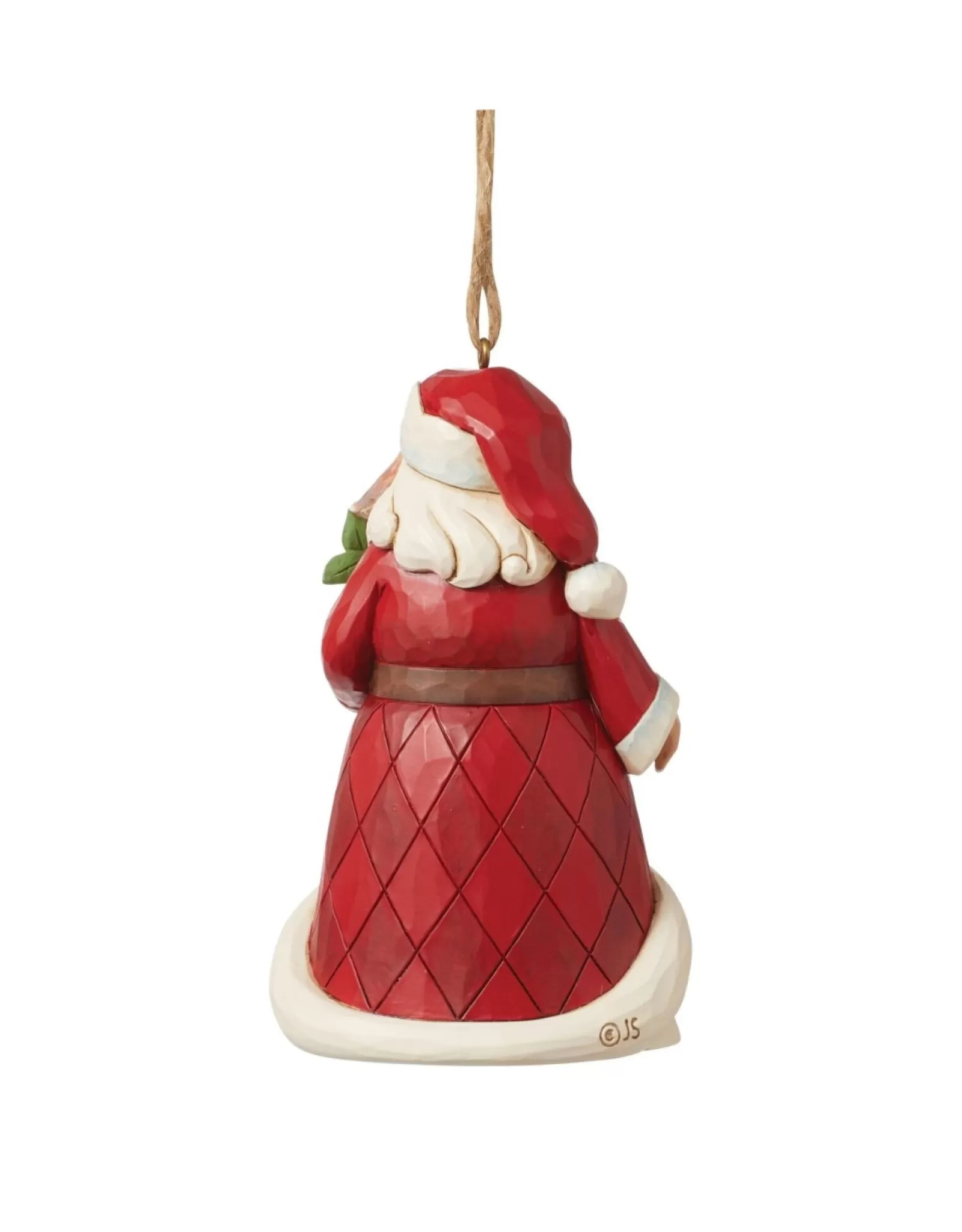 Décoration de Noël Santa Claus en Poirier Fleuri - Grive Solitaire Artisanale par Jim Shore