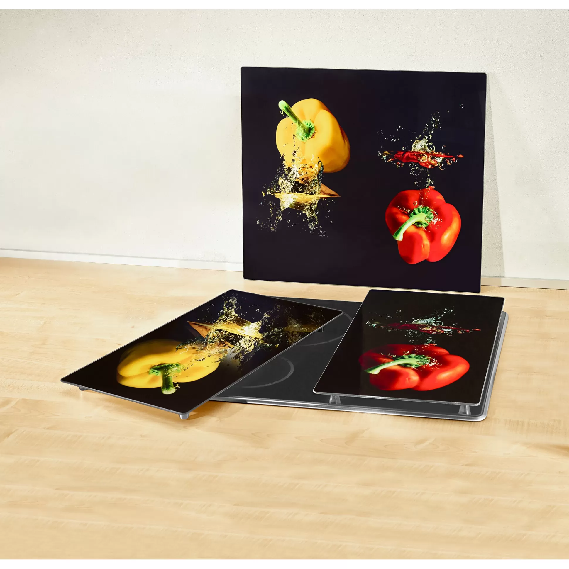 Plaques de protection Génialo pour fourneaux - Duo pratique en rouge paprika, design élégant et résistant