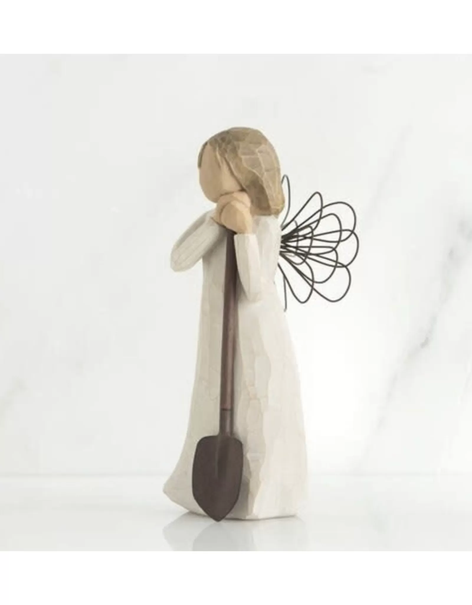 Émotion Céleste - Figurine Ange Jardin Éternel par Willow Tree | Création Artistique en Résine Patinée | Décoration Spirituelle pour Espaces Extérieurs | Édition Limité avec Symbolisme Naturel