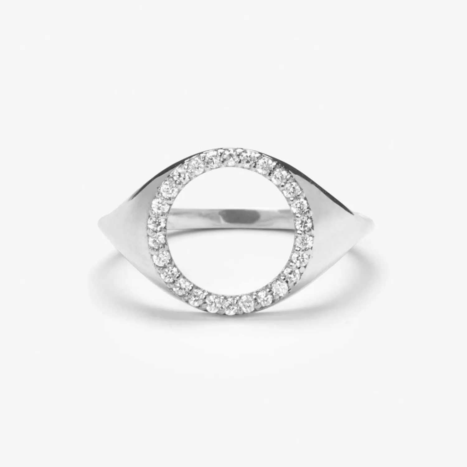 Bague Chevalière Alkemistry Aria - Cercle Diamanté en Or 18 Carats, Finition Pavage Luxueux - Élégance à Prix Doux