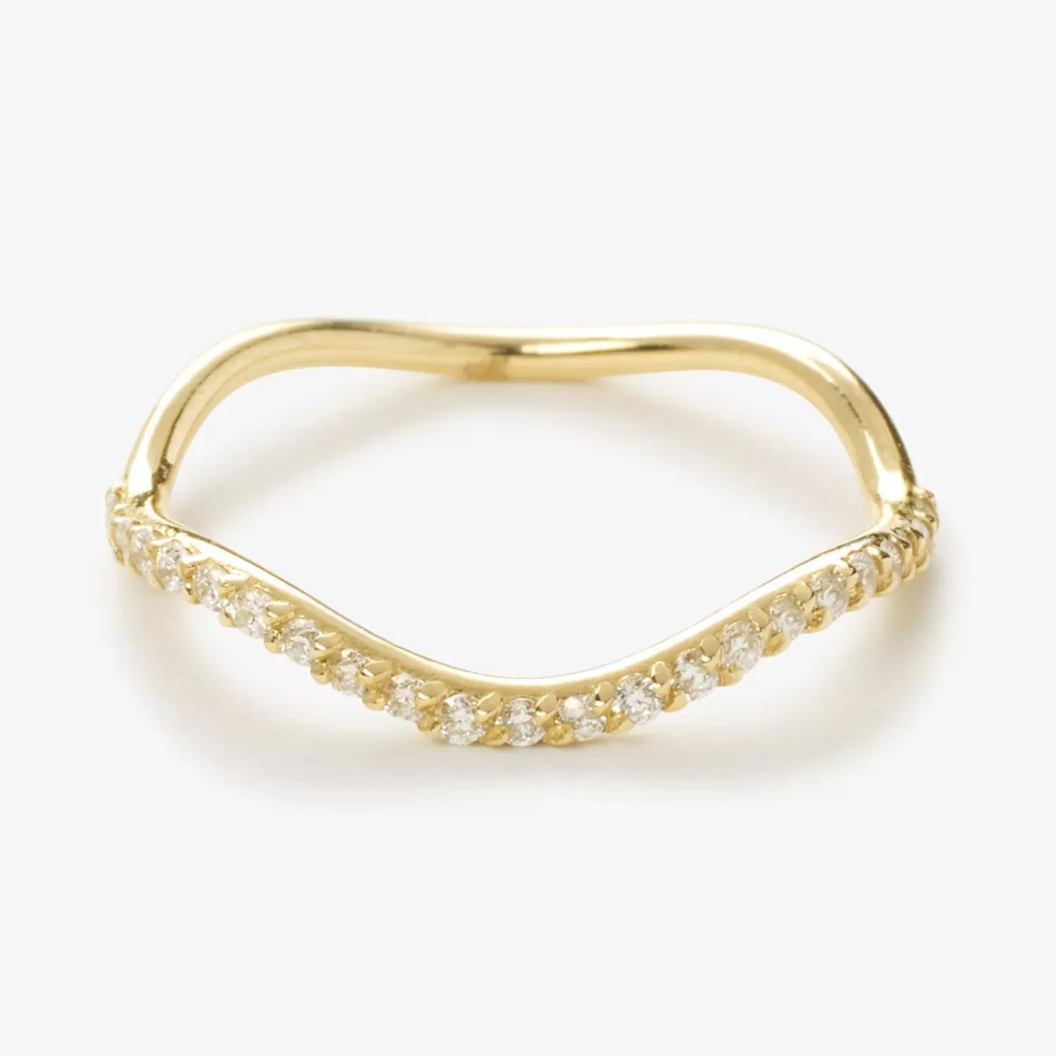 Bague d'auriculaire vague diamantée - Or 18 carats serti de pierres précieuses par Alkemistry Aria