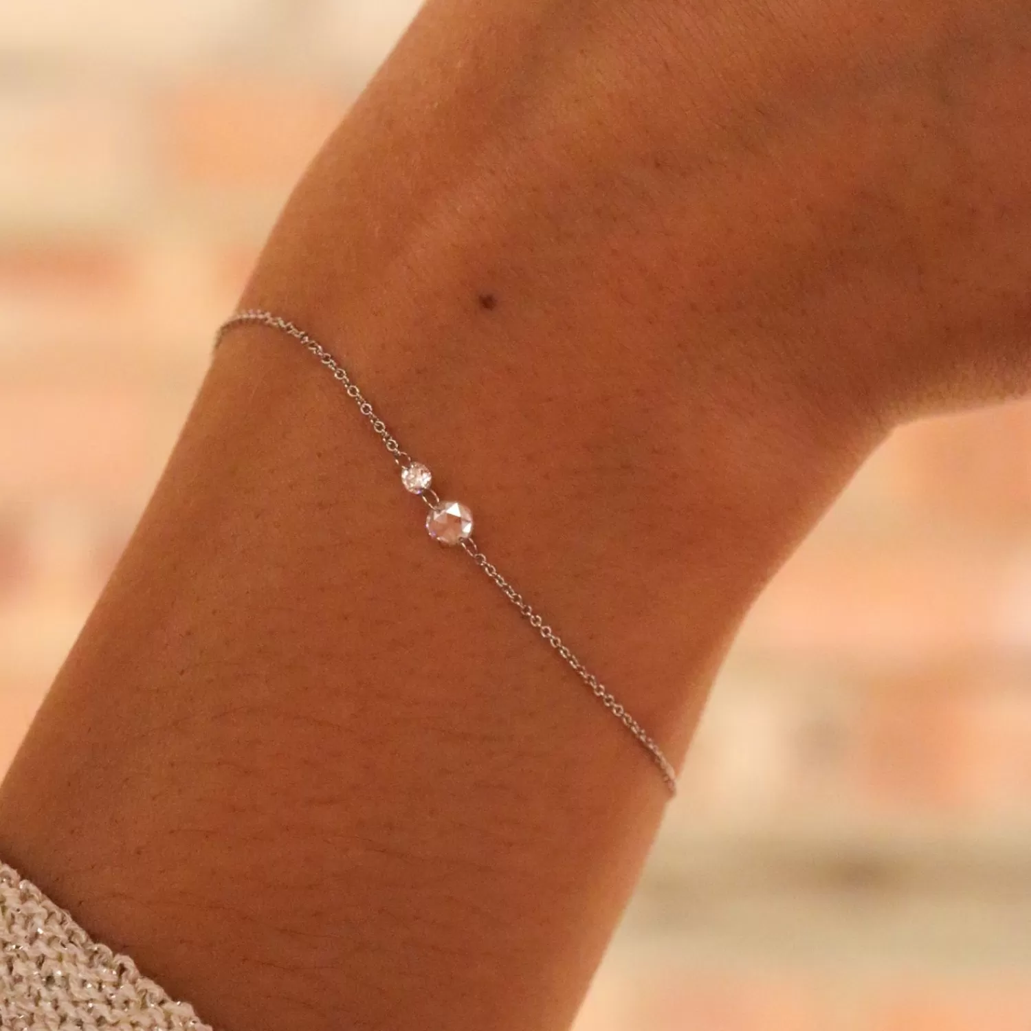 Bracelet Alkemistry Aria en or 18 carats orné de doubles diamants taille rose et brillant - Pièce exclusive
