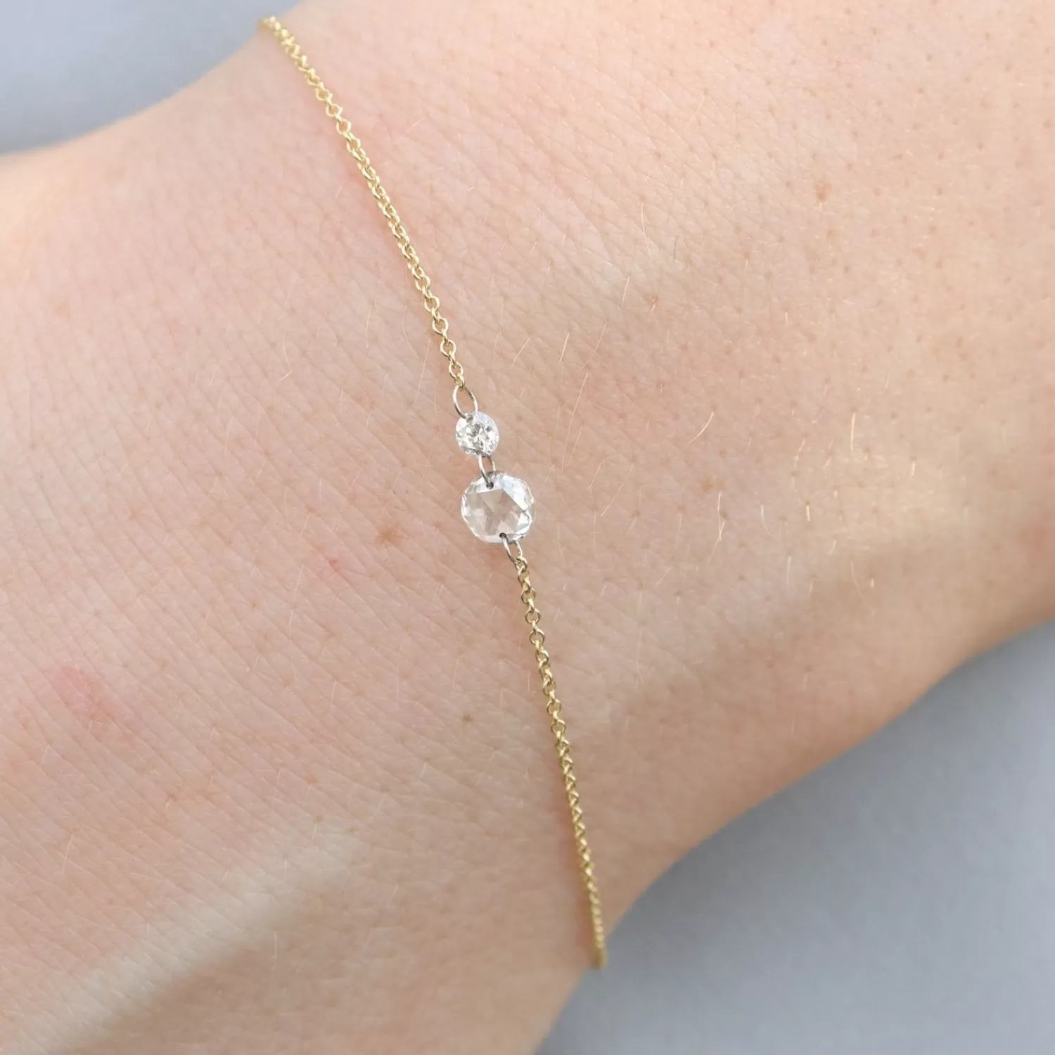 Élégant Bracelet Alkemistry Aria en Or 18 Carats - Double Rangée de Diamants Taille Rose et Brillant | Promotion Éclair Exclusive