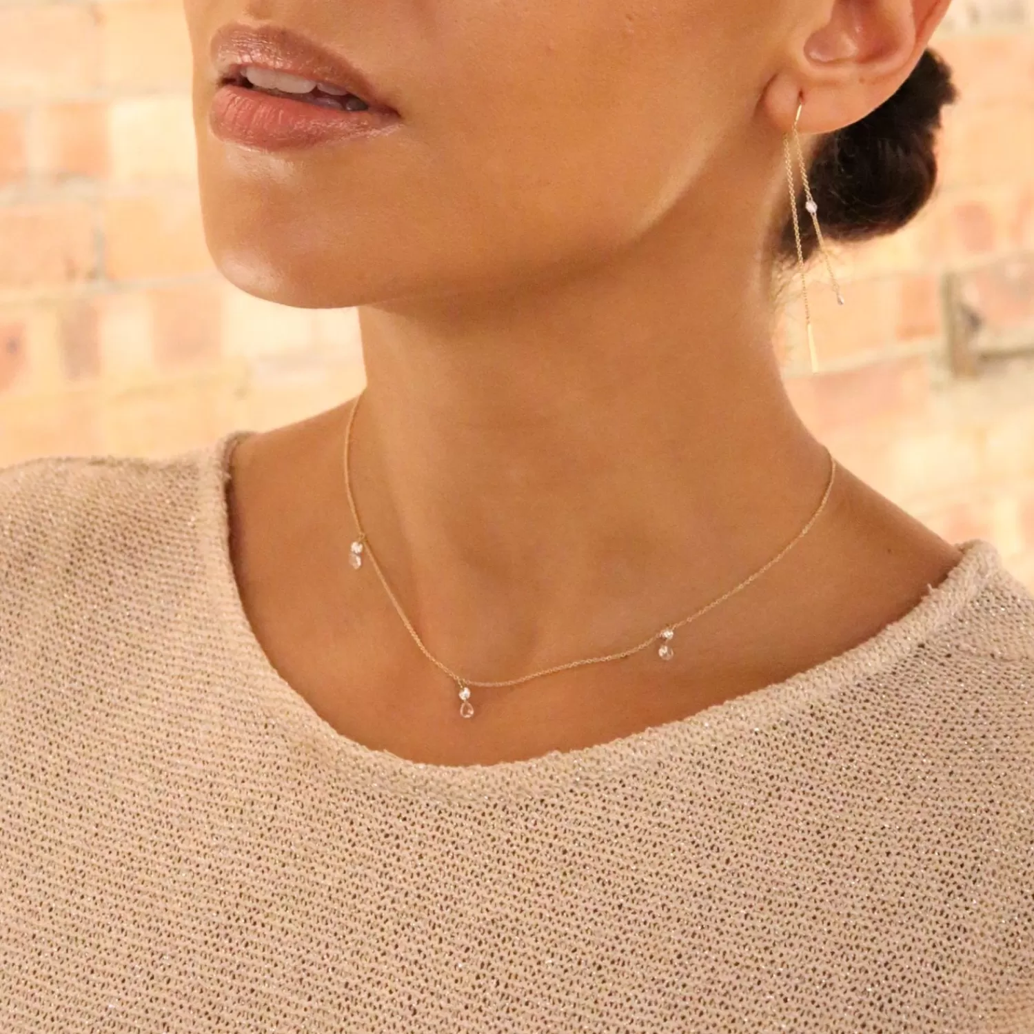 Collier Trio Étoile Alkemistry Aria - Or 18 carats avec diamants taille rose et brillant, création joaillerie exclusive