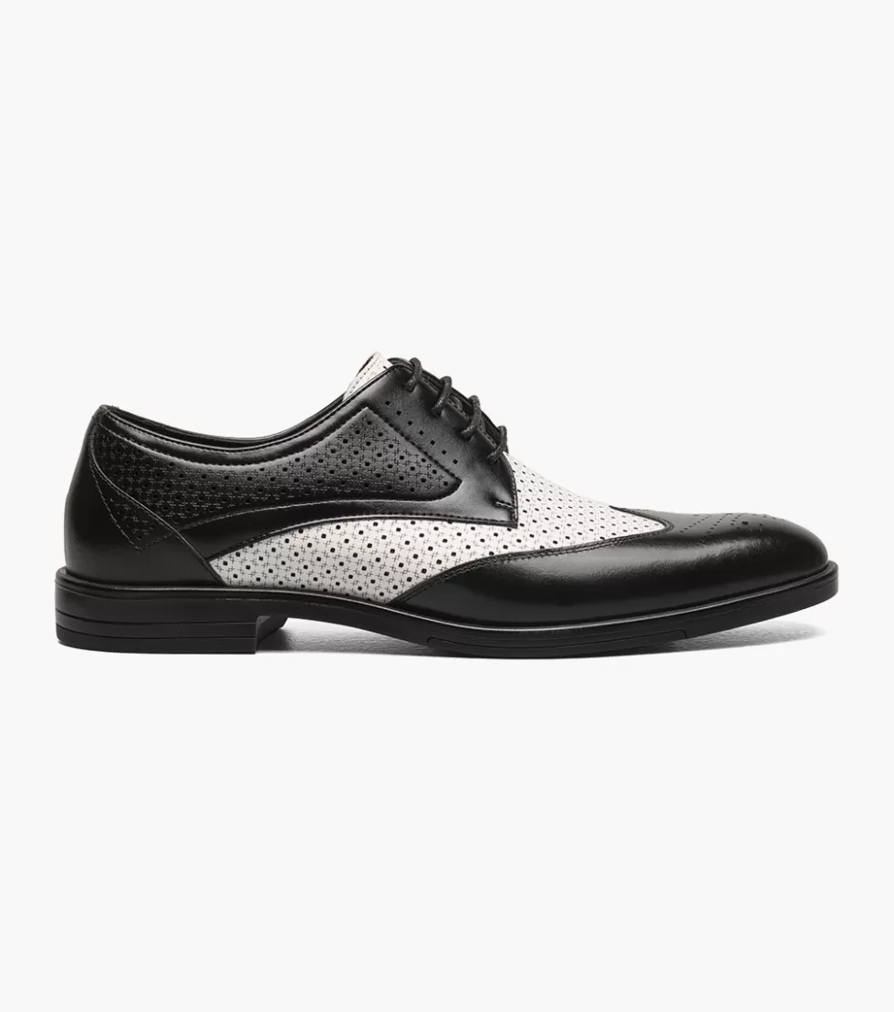 Chaussures habillées Stacy Adams - Modèle Asher en noir avec détails blancs contrastants