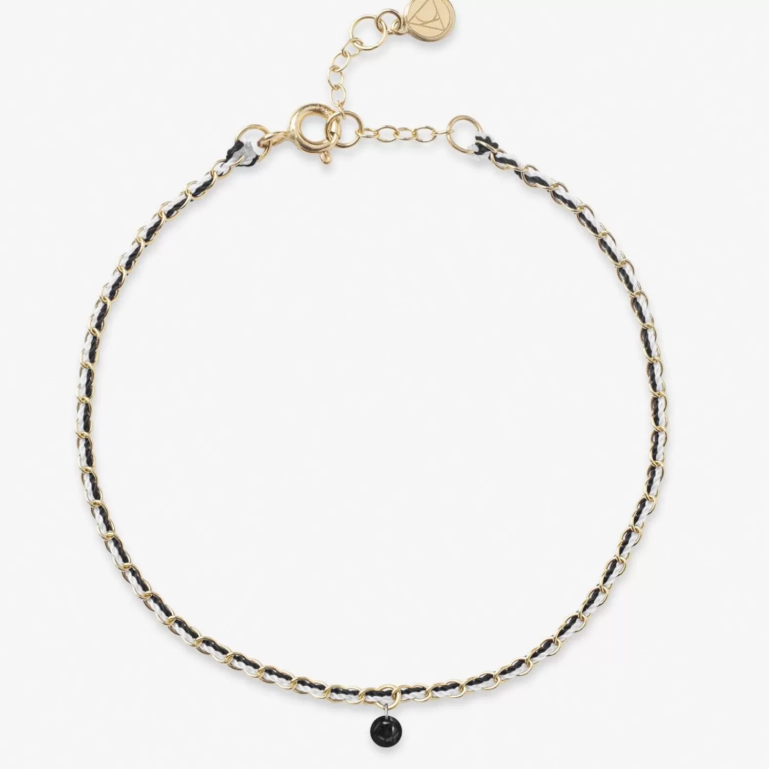 Bracelet Alkemistry Auric en Or 18 Carats - Chaîne Tressée Noir & Blanc avec Diamants Noirs | Bijou Élégant Haut de Gamme