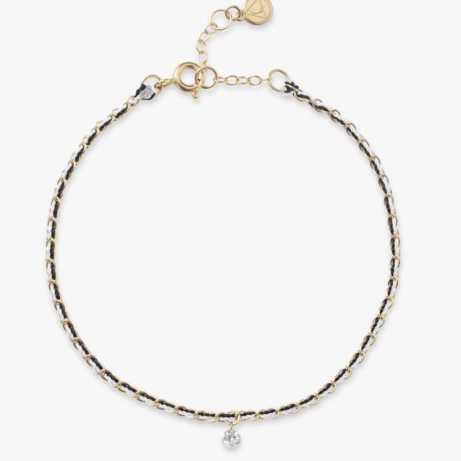 Bracelet Chaîne Tressée Alkemistry Auric en Or 18 Carats avec Diamants – Entrelacement Élégant Noir et Blanc. Disponible en Ligne Exclusivement.