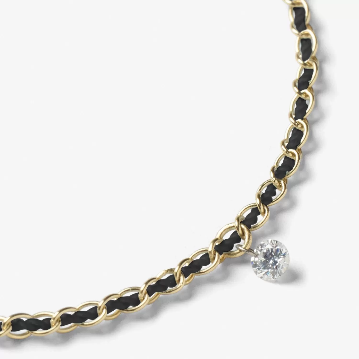 Bracelet Alkemistry Auric en Or 18 Carats - Chaîne Tissée Noire Incrustée de Diamants | Collection Éphémère à Prix Exceptionnel