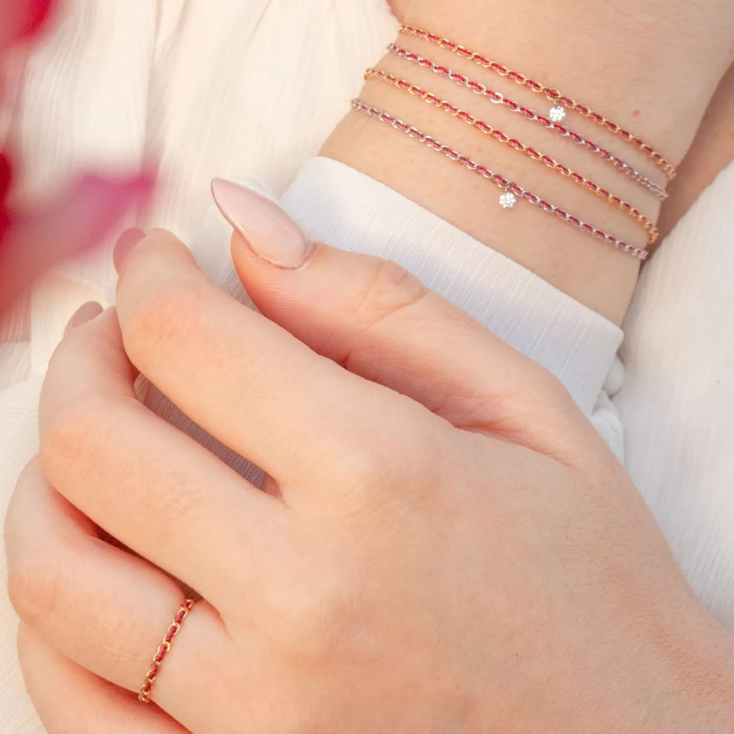 Bracelet Alkemistry Aurique en Or 18 Carats « Éclat Vital » - Chaîne Tressée Rubis Serti de Diamants | Édition Empowerment Limitée