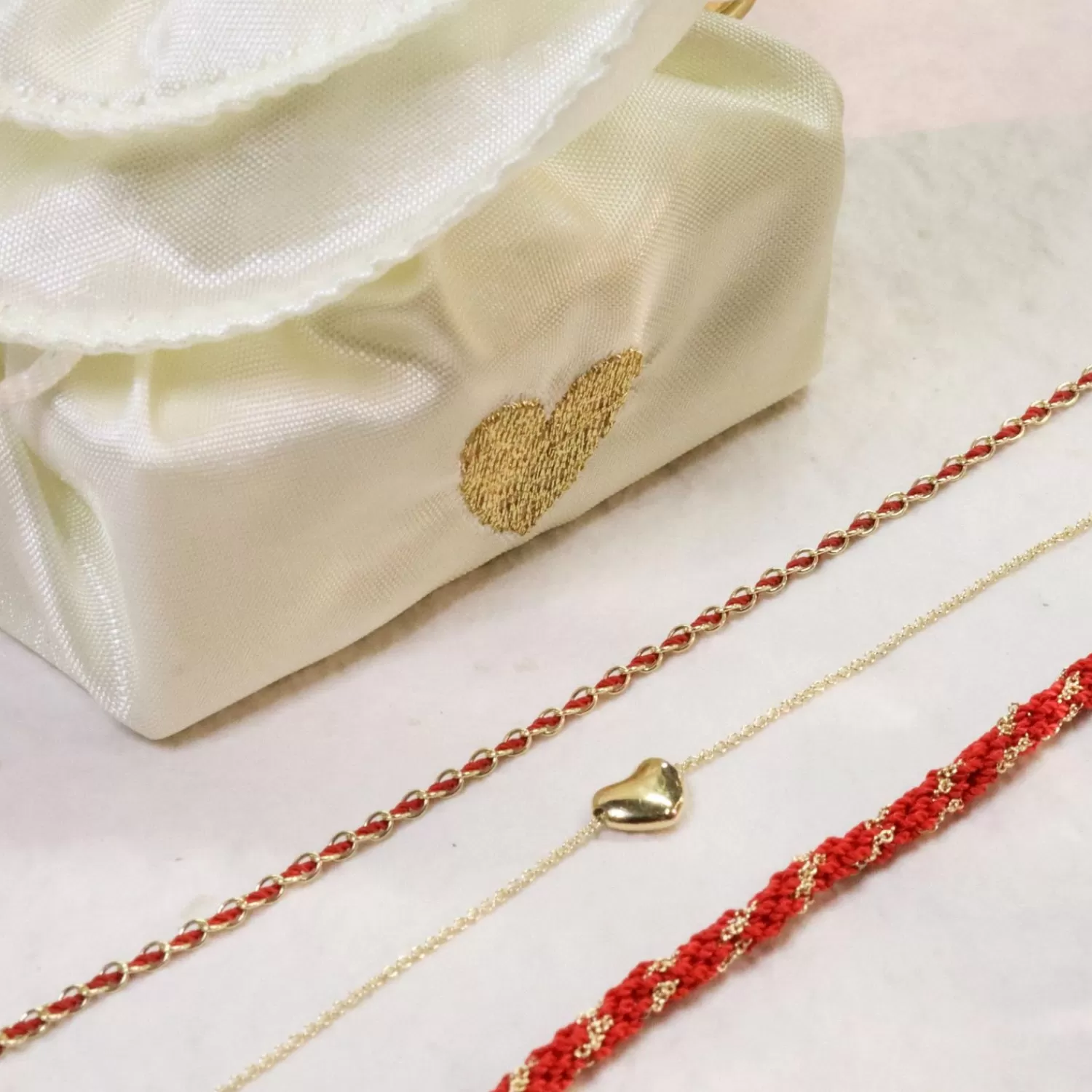 Collier Auric Alkemistry en or 18 carats - Chaîne tressée main rouge 