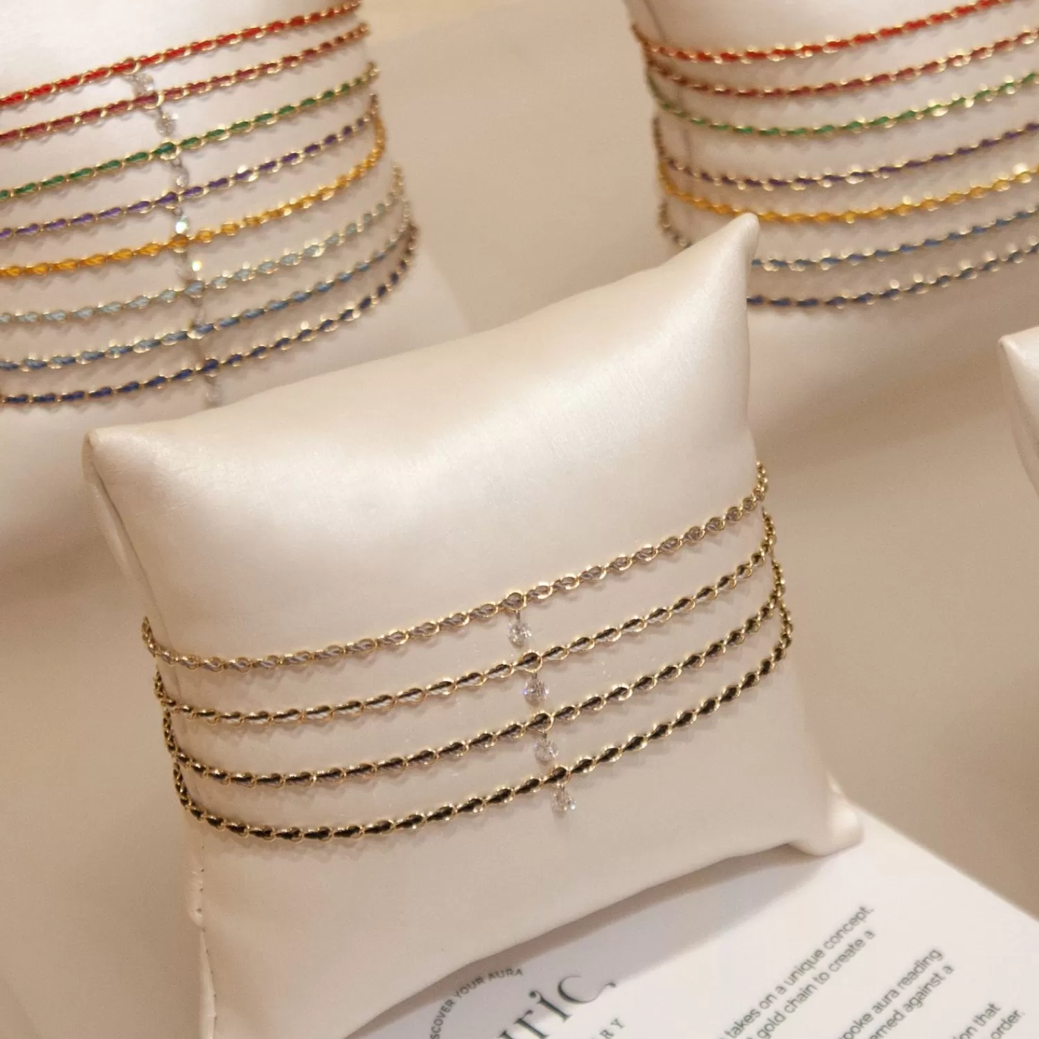 Bracelet Alkemistry Auric en or 18 carats - Chaîne tressée argentée avec diamants • Collection exclusive en promotion