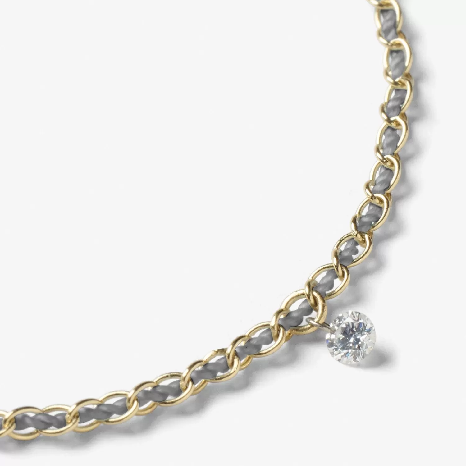 Bracelet Alkemistry Auric en or 18 carats - Chaîne tressée argentée avec diamants • Collection exclusive en promotion