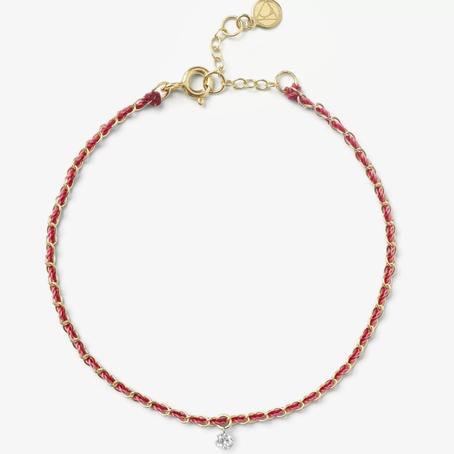 Bracelet Alkemistry Auric en Or 18 Carats - Entrelacs Romantique en Grenat Rose Serti de Diamants, Pièce Exclusive Édition Cœur