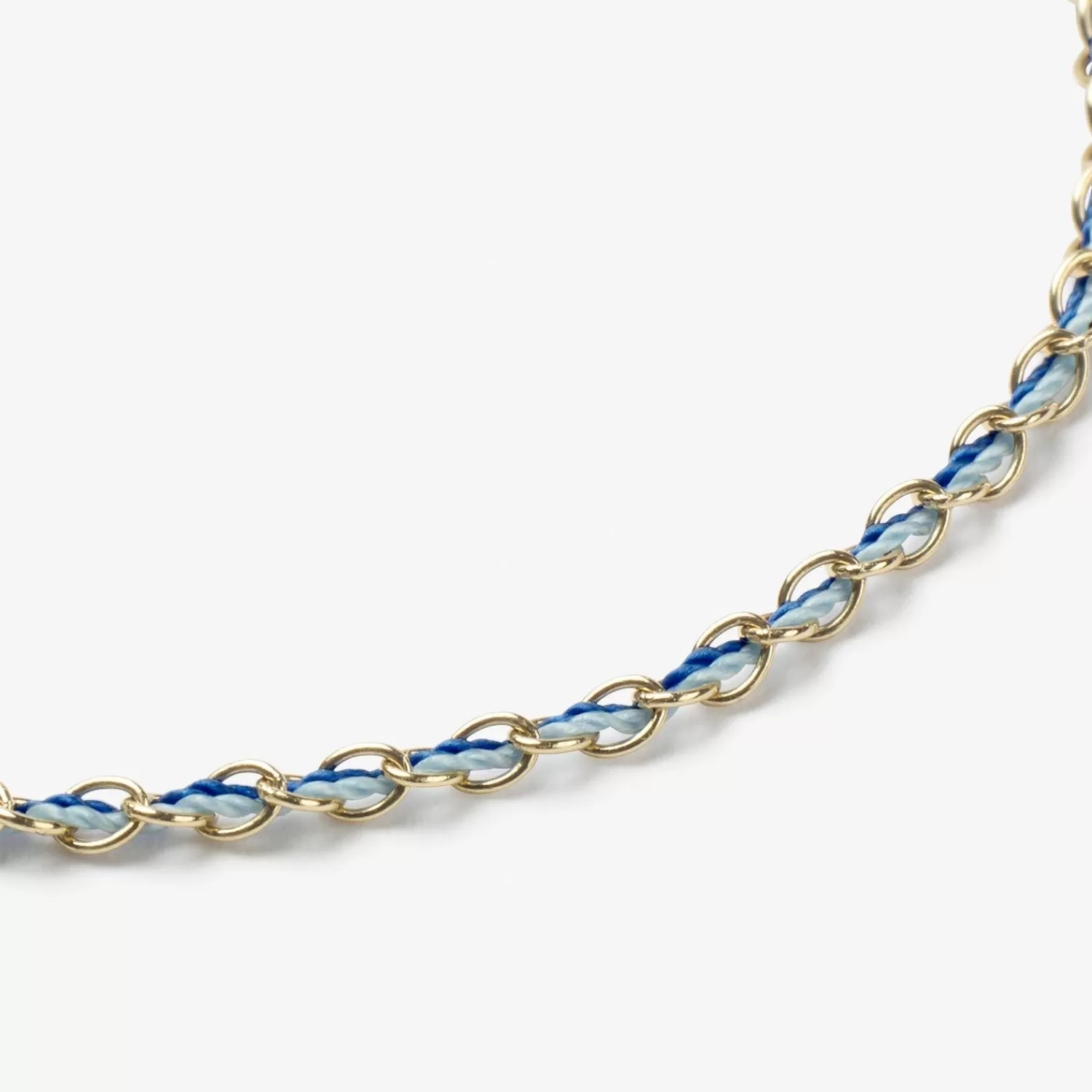 Alkemistry Auric - Chaîne Cheville Artisanale «Harmonie» en Or 18 Carats avec Perles Bleu Saphir et Turquoise - Vente Flash Élégante