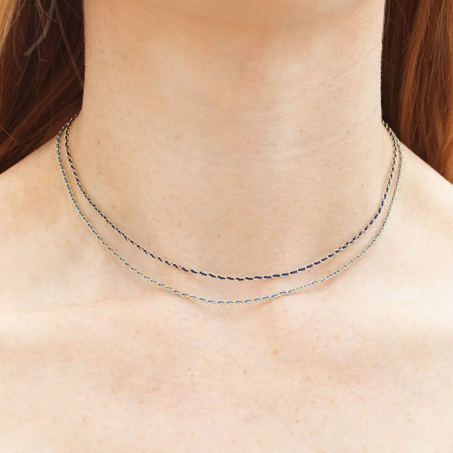 Collier Chaîne Tressée Artisanale en Or 18 Carats – Bleu Saphir et Turquoise, Édition Limitée « Nurture » | Alkemistry Auric