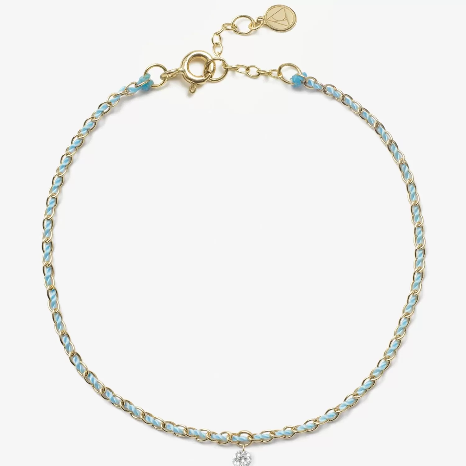 Bracelet Alkemistry Auric en Or 18 Carats - Chaîne Tressée Artisanalement avec Turquoise Paisible et Diamants Éclatants