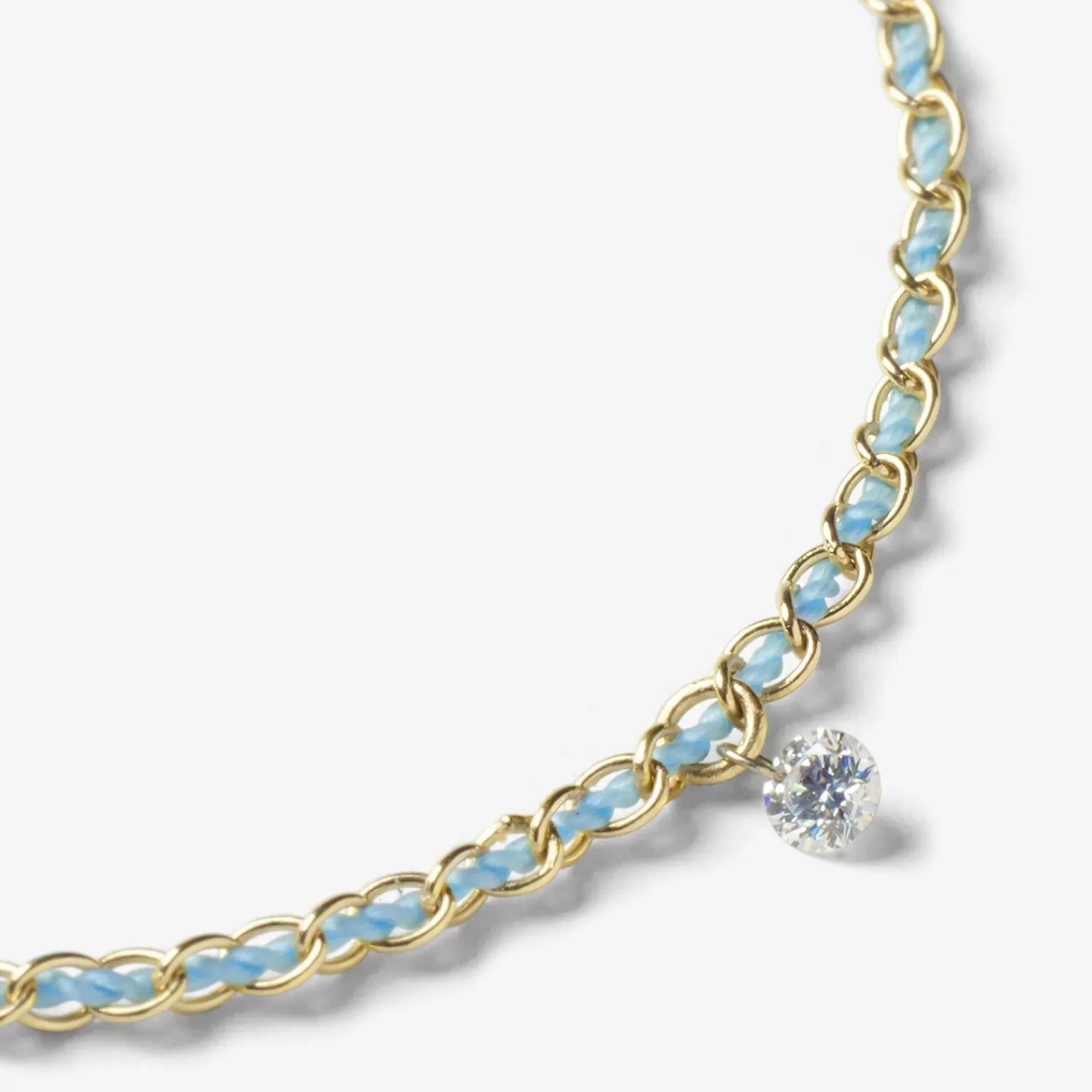 Bracelet Alkemistry Auric en Or 18 Carats - Chaîne Tressée Artisanalement avec Turquoise Paisible et Diamants Éclatants