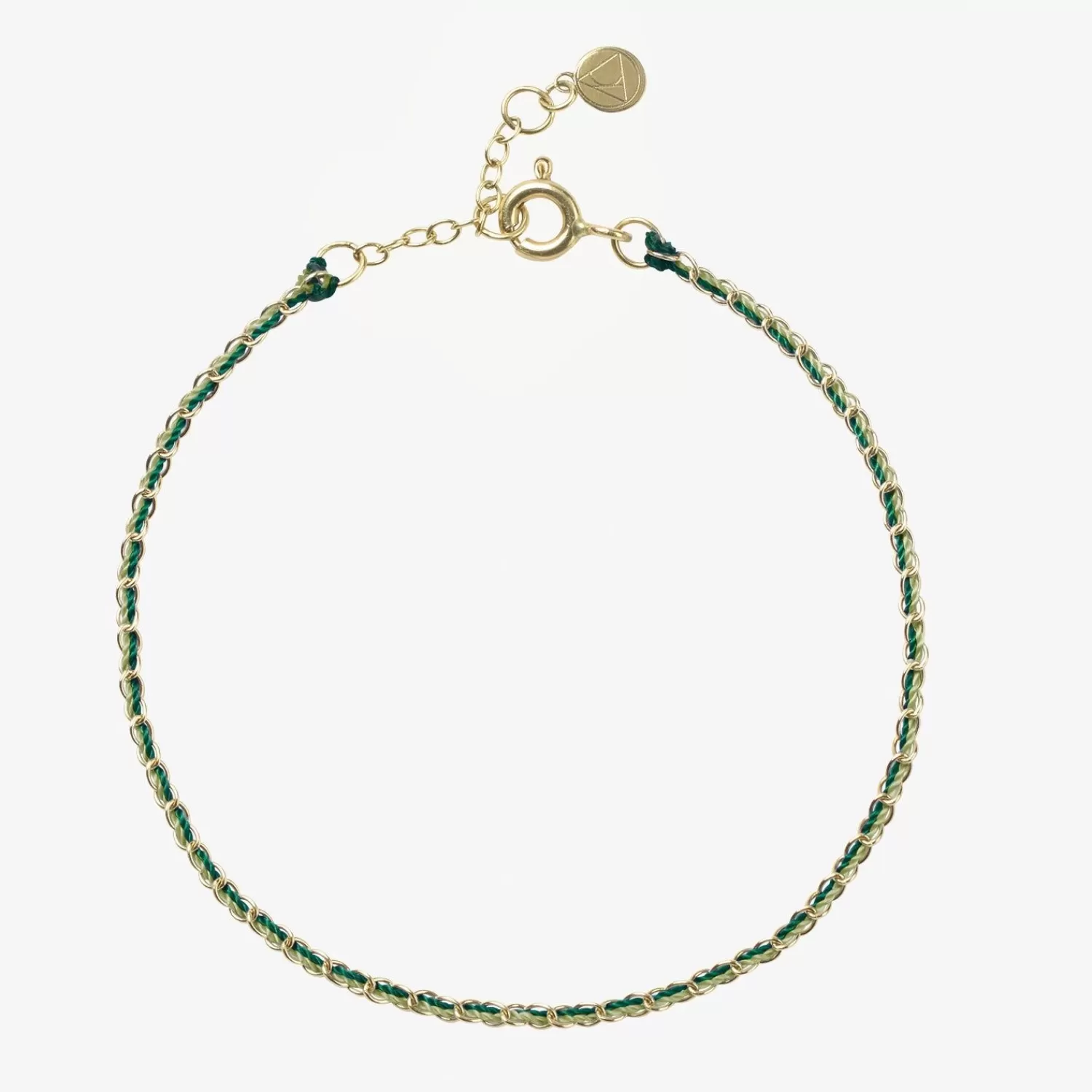 Chaîne pour cheville en or 18 carats, alliant vert prospérité et jade - Tressage artisanal par Alkemistry Auric à prix doux