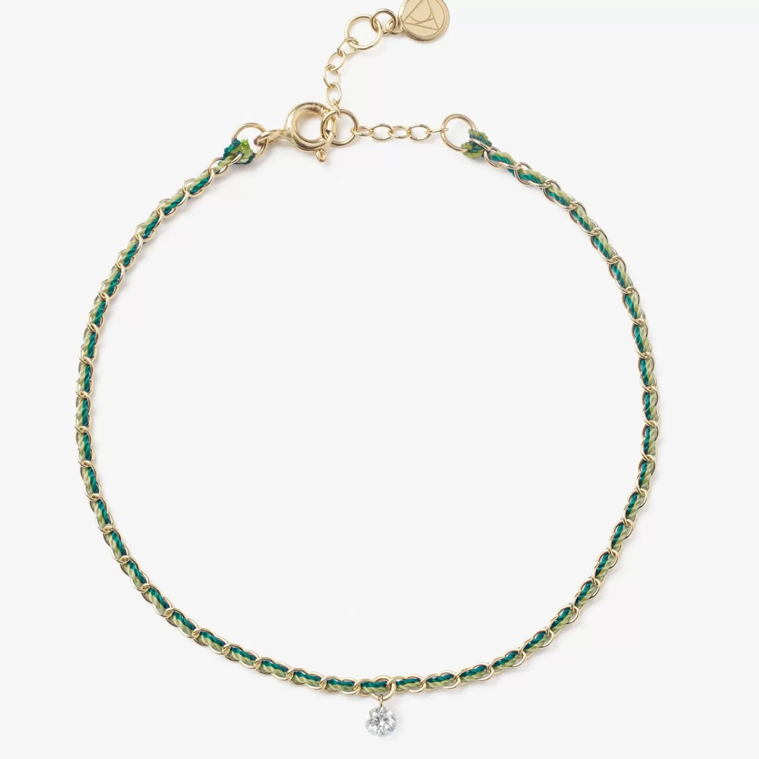 Bracelet Alkemistry Auric en or 18 carats - Chaîne tressée vert prospérité et jade, serti de diamants - Édition exclusive