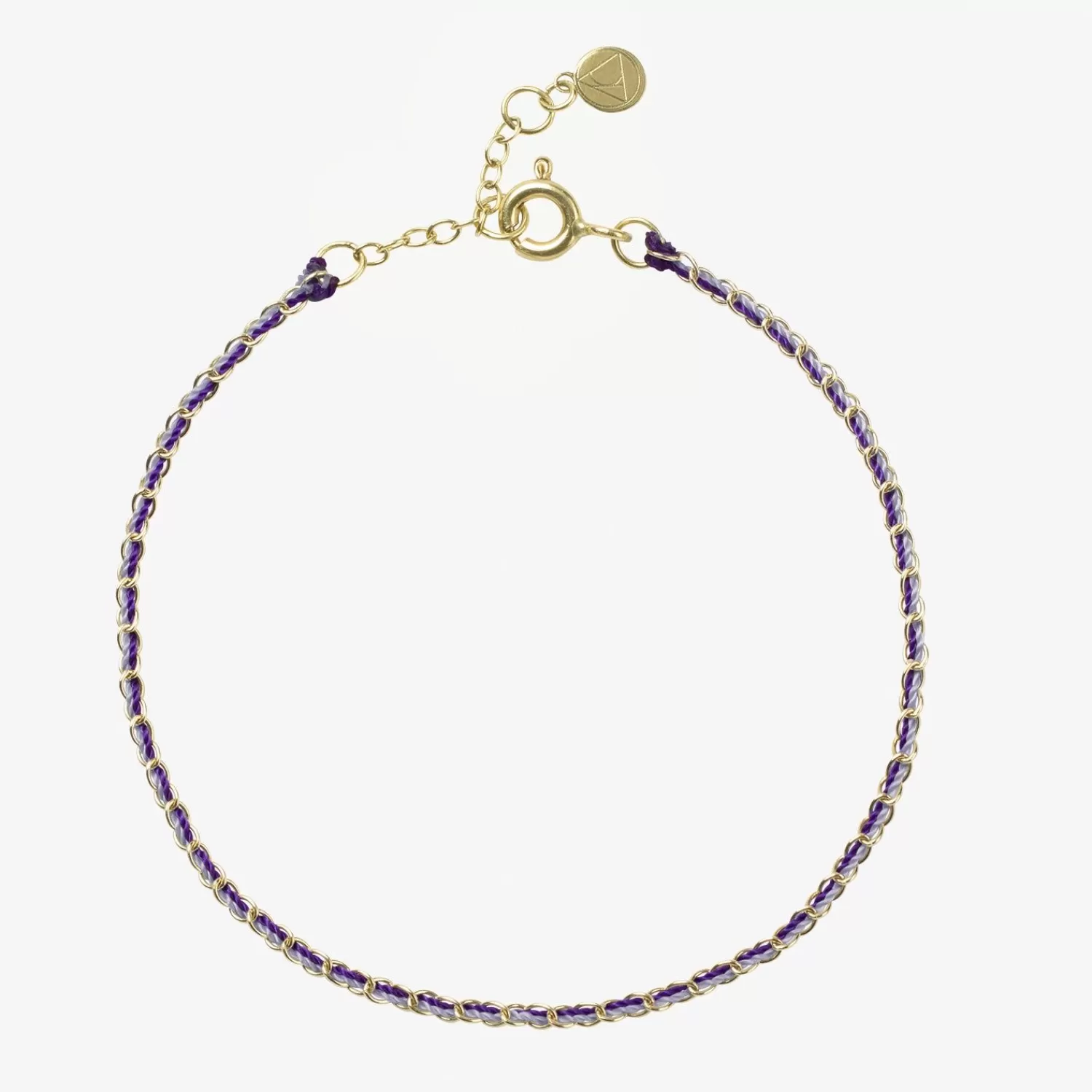 Bracelet Alkemistry Auric en or 18 carats - Chaîne tressée artisanale aux nuances vibrantes de violet et lilac, symbole d'élégance intemporelle