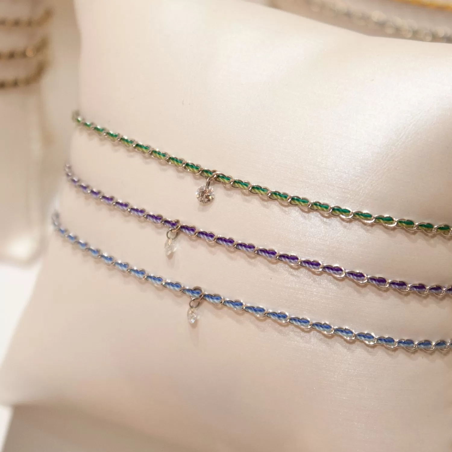 The Alkemistry Auric – 18Ct Gold, ‘Wisdom’ Purple & Lilac Woven Chain Diamond Bracelet  Cheap