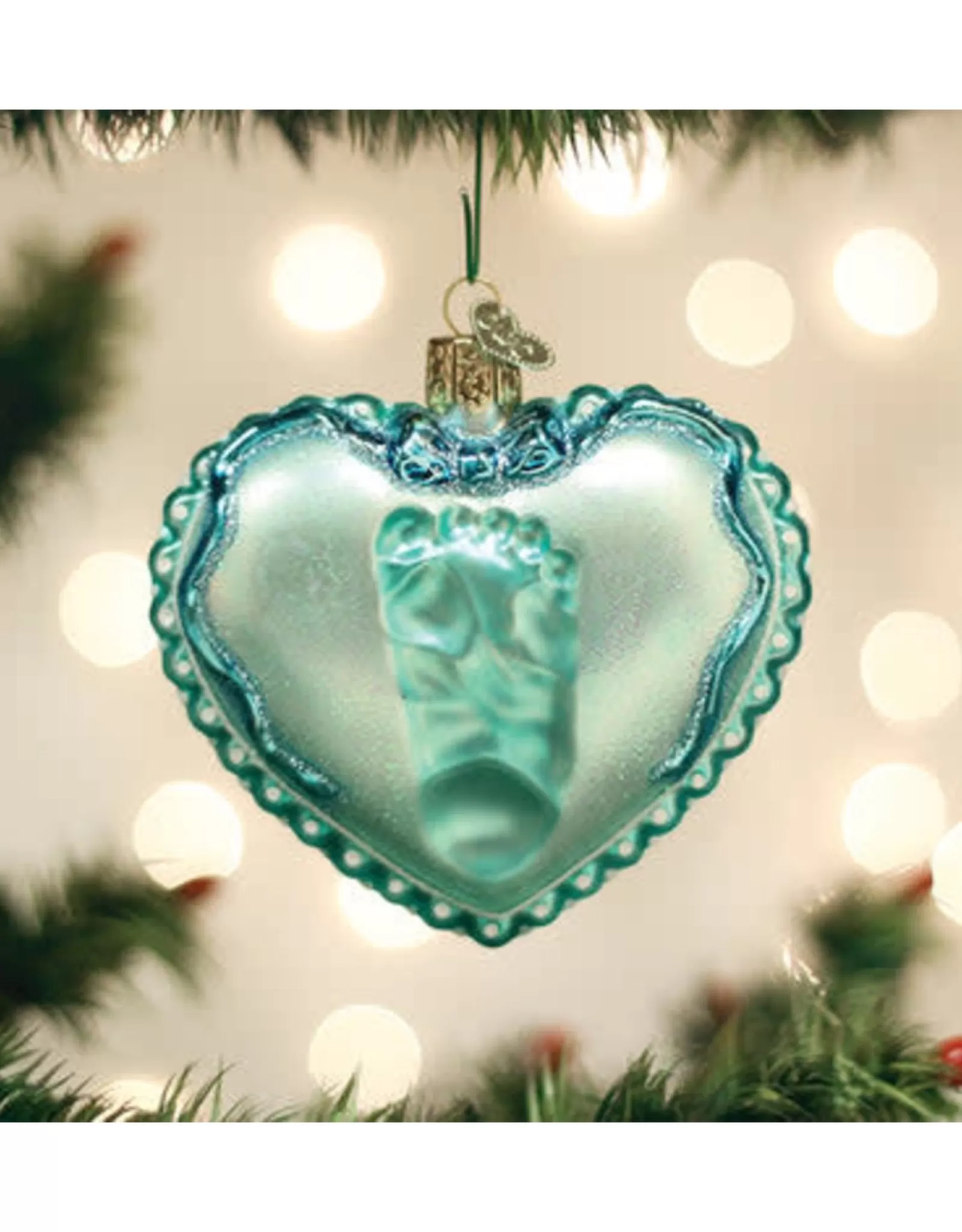 Noël d'Antan | Pendentif Souvenir « Première Empreinte » pour Nouveau-Né - Décoration de Cadeau de Naissance en Céramique Artisanale