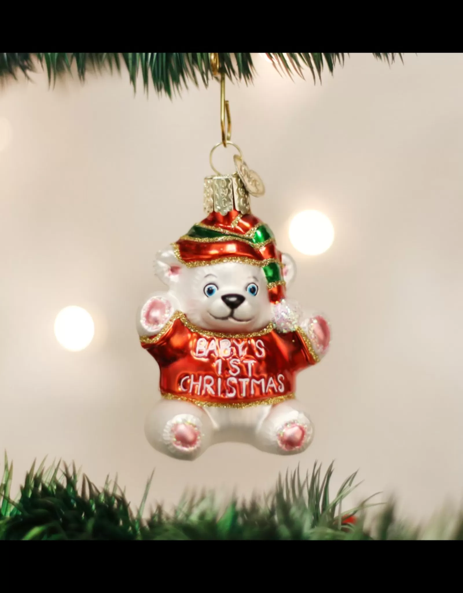 Old World Christmas - Ourson en Peluche « Premier Noël de Bébé » : Décoration Émotive à Chérir