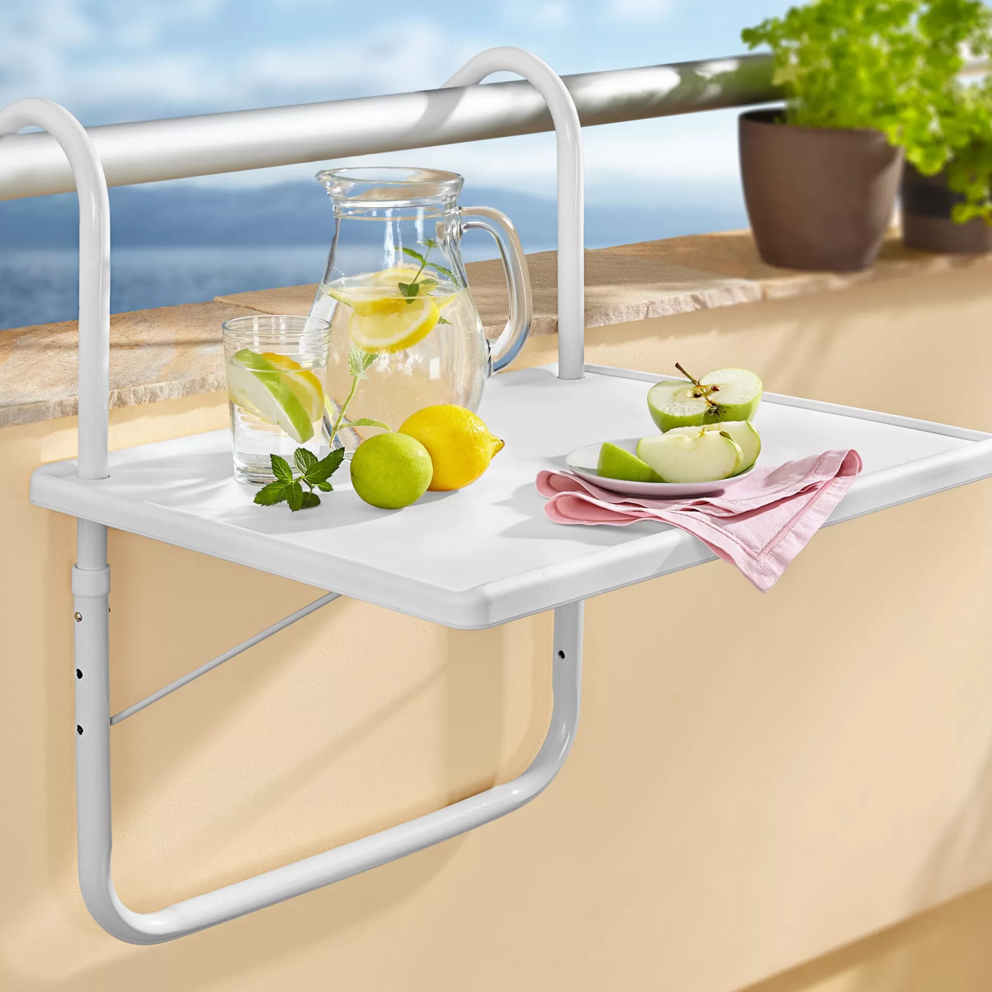 « Clou » - Table de balcon design avec accessoires déco | Meubles d'extérieur tendance 2024