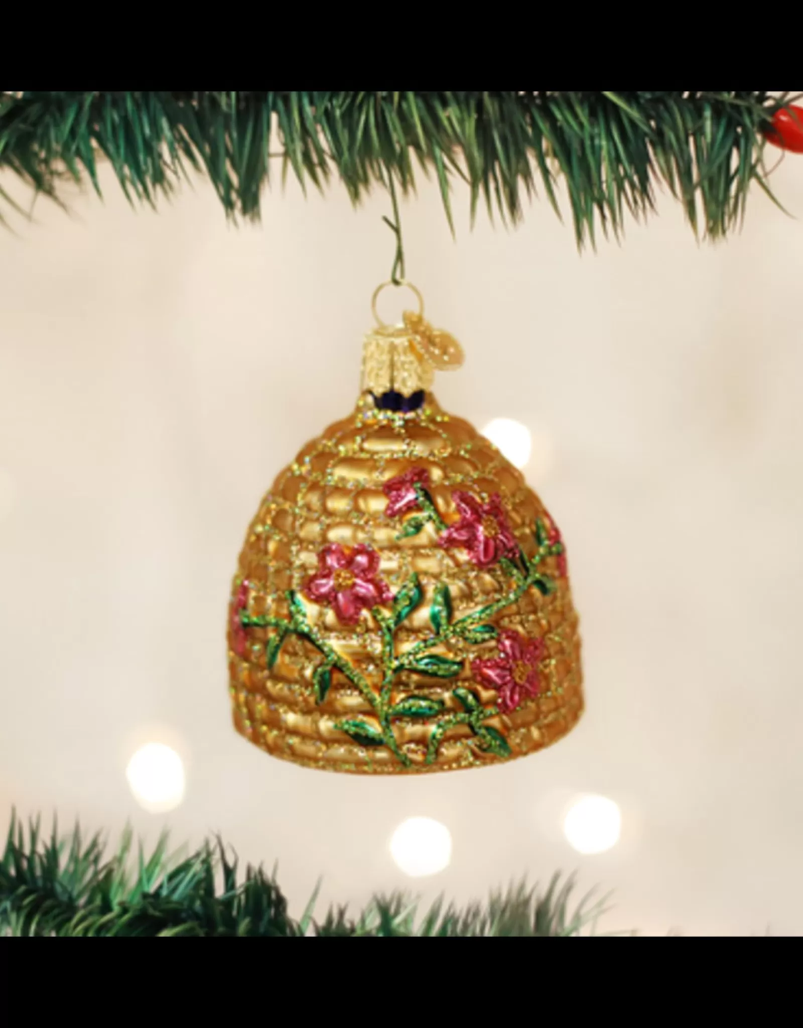 Décoration de Noël Ancien - Ruche Rustique en Osier Artisanal