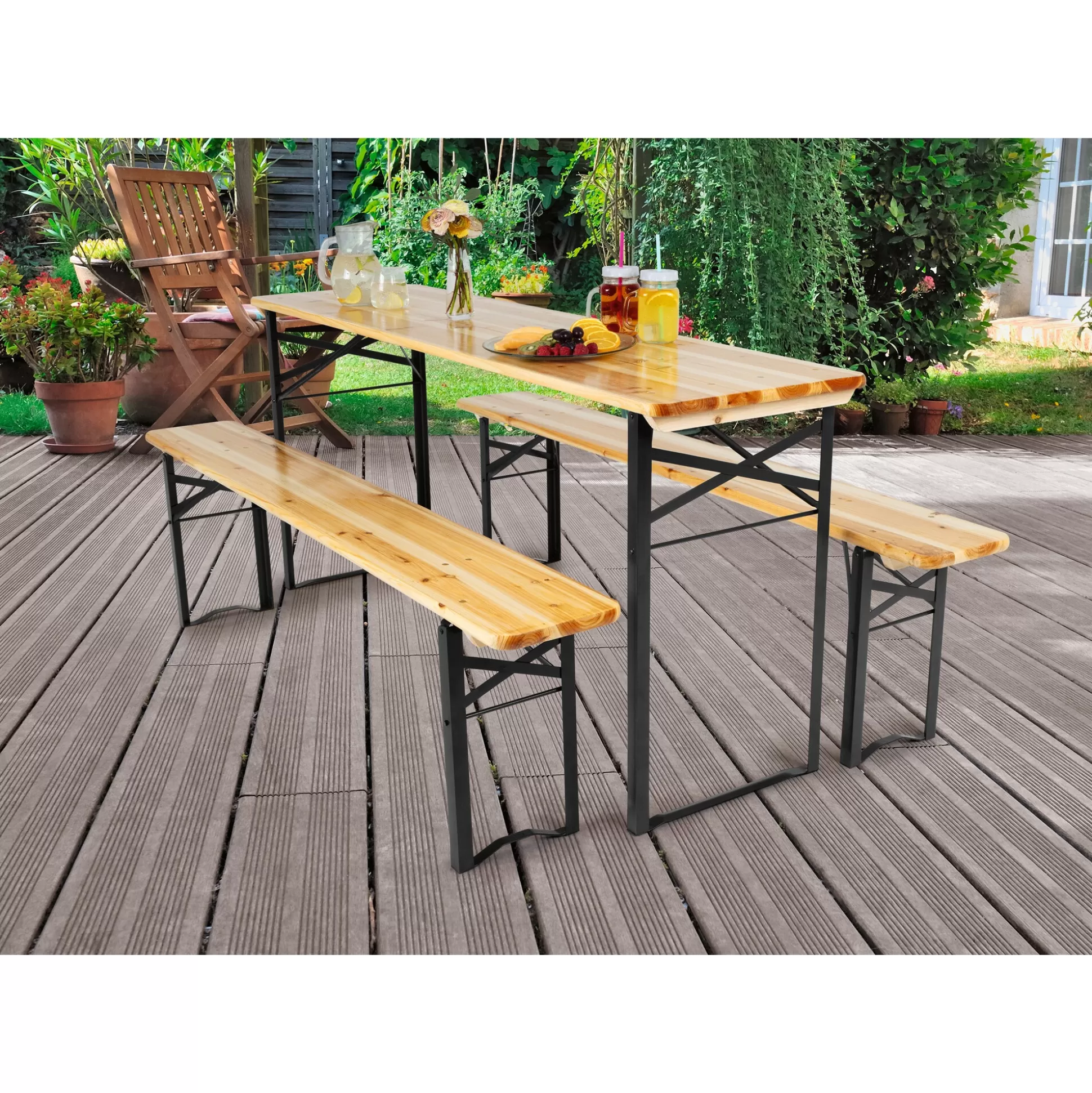 Mobilier d'Extérieur et Équipement Complet - Set de Tente à Bière EASYmaxx 3 Pièces, Idéal pour Vos Moments Conviviaux