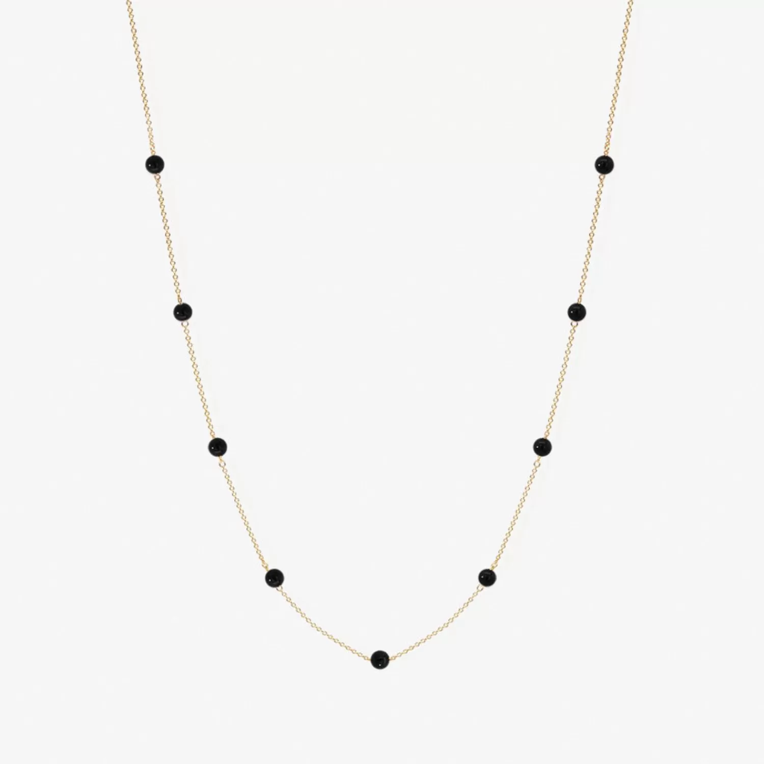 Collier Chaîné Alkemistry Boba - Perles d'Onyx Noir et Or 18 Carats | Nouveau Modèle Élégant aux Détails Dorés