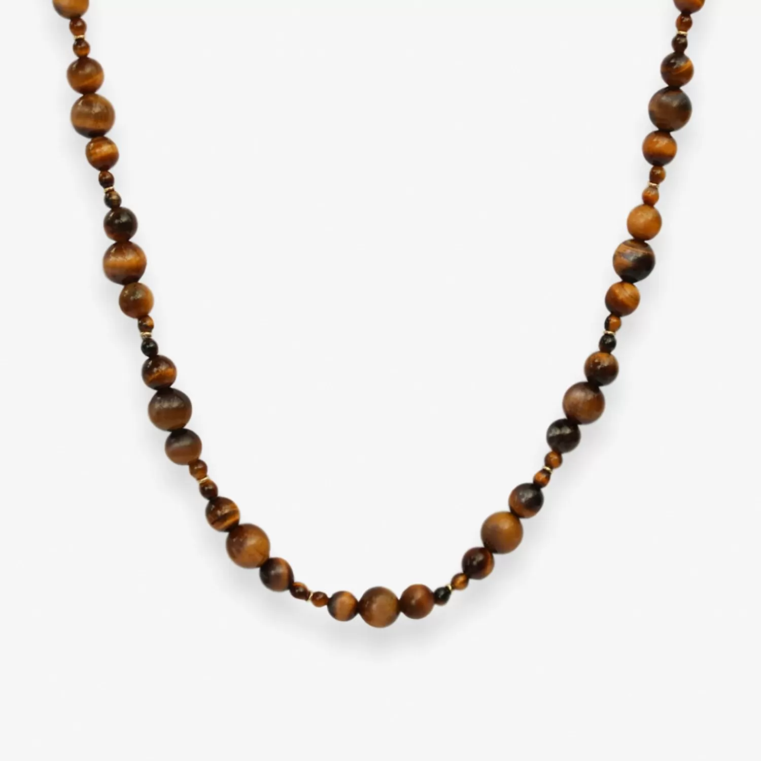 Collier Luxe Alkemistry Boba : Perles Œil de Tigre et Or 18 Carats - Promotion Éclair sur les Créations Bulles