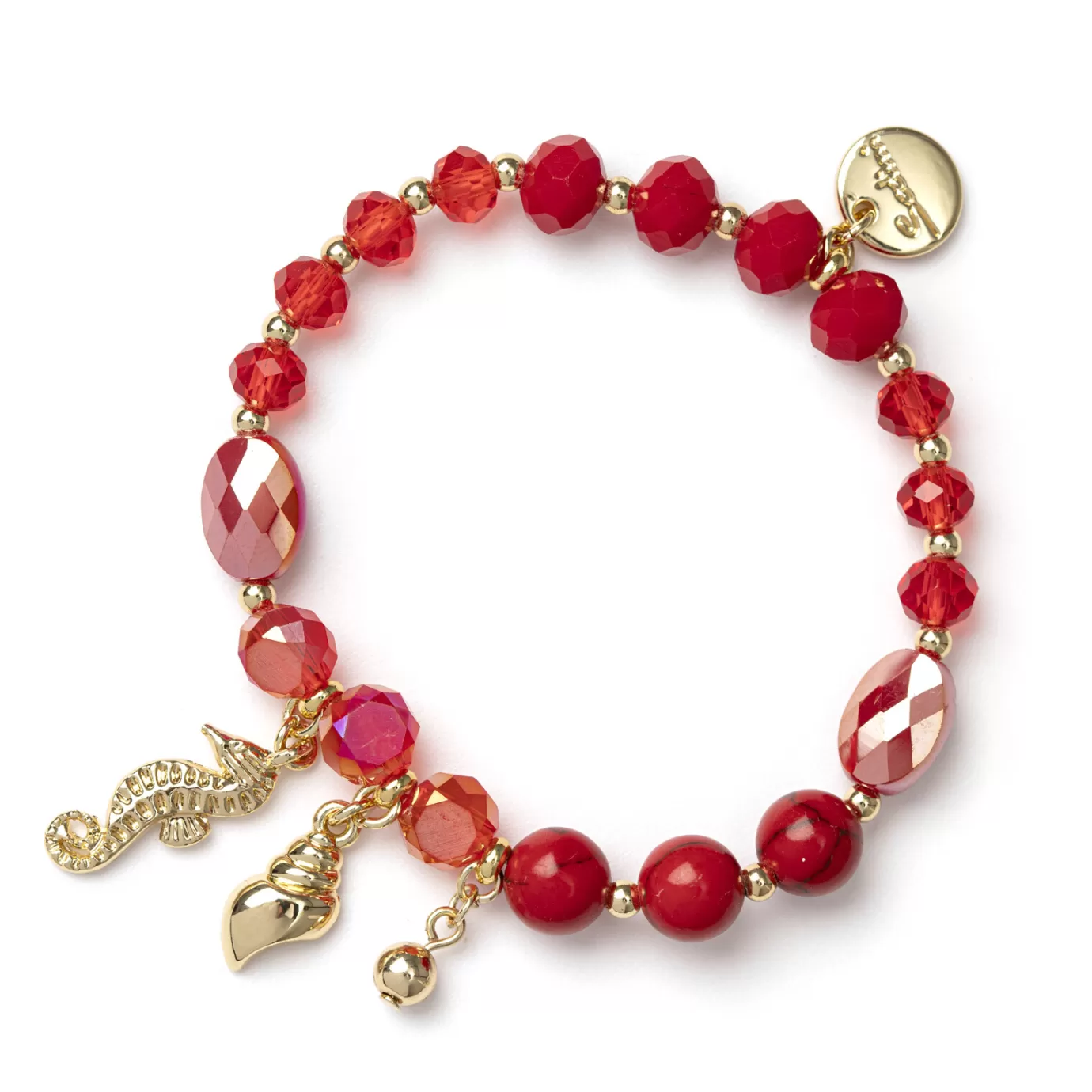 Bracelet Élastique Délicat - Cœurs Entrelacés et Détails Océaniques pour un Style Bora Bora

（：，