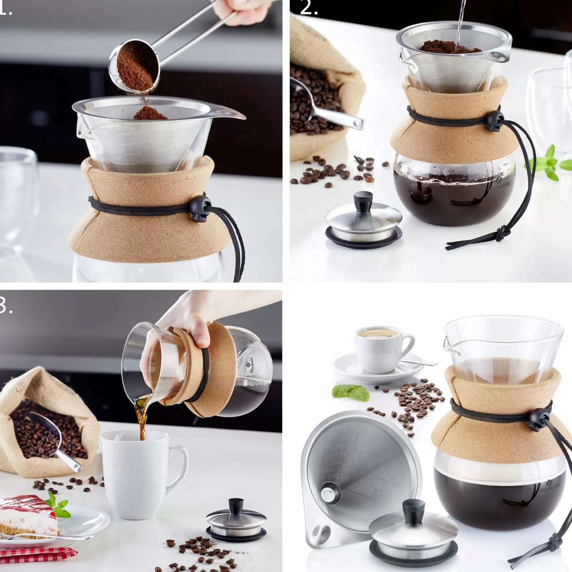 Cafetière « Brasilia » de Westmark avec filtre permanent et couvercle pratique - Capacité 500 ml par Zeven & Persen