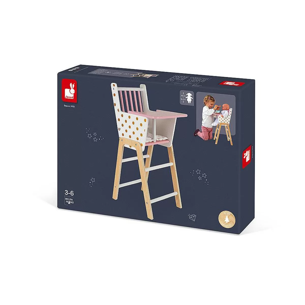 Janod Siège Haut Bébé Poupée Élégante - Design Candy Chic à Prix Doux