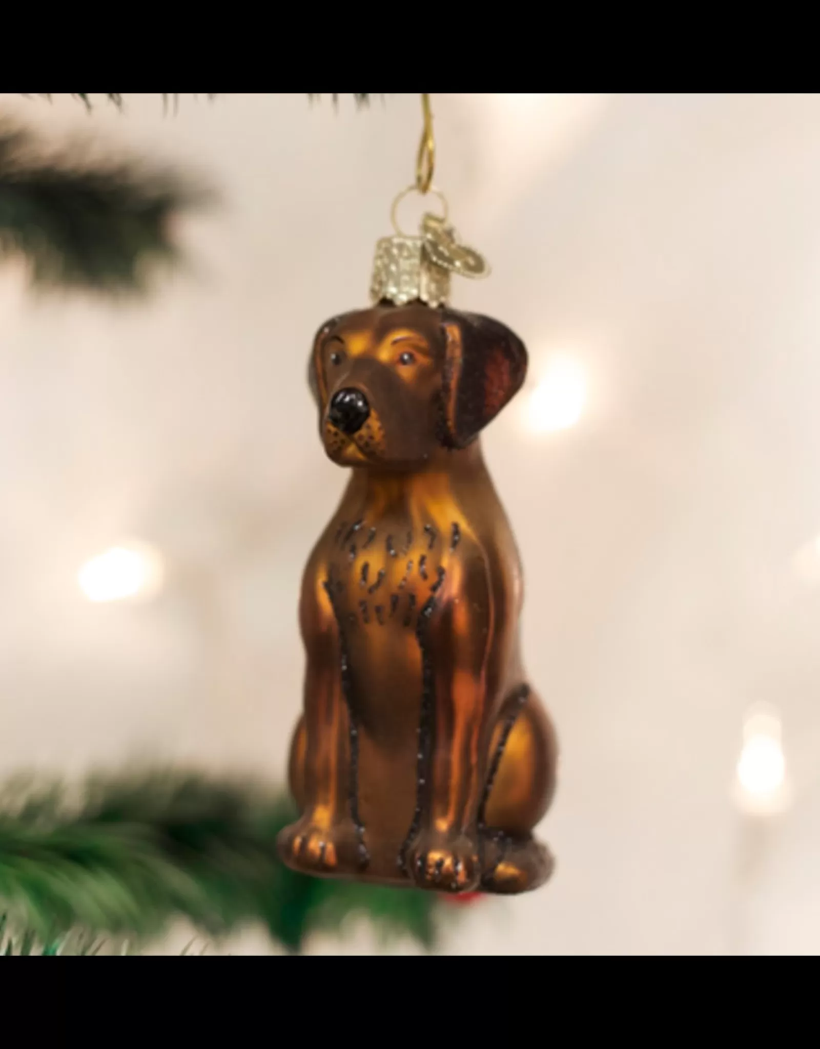 Décoration Festive Labrador Chocolat - Noël Traditionnel en Résine Peinte à la Main