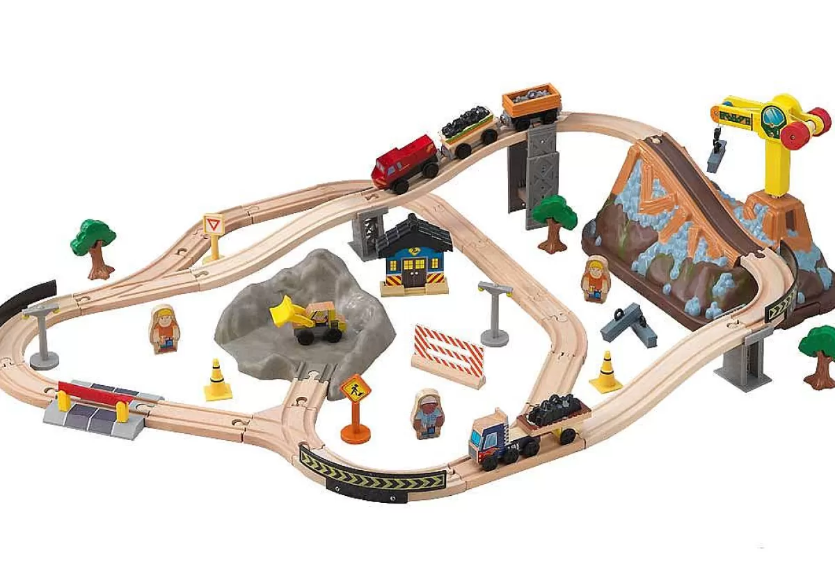 Kidkraft - Chemin de Fer Éducatif en Bois avec Accessoires | Jouet Évolutif pour Enfants 3+ Ans | Set de Construction Créatif