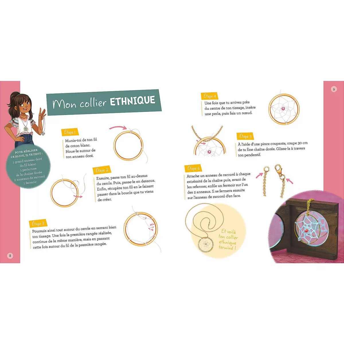 Coffret Création Bijoux Attrape-Rêves Éditions Auzou - Kit Loisir Créatif Enfant avec Perles et Breloques - Activité Manuelle Originale 8-12 Ans