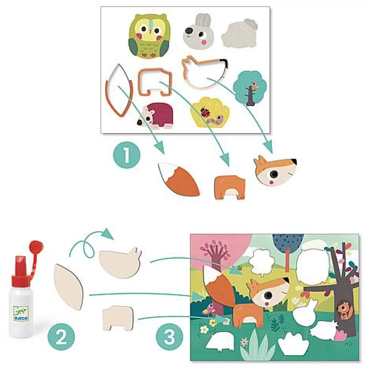 Kit Créatif Premières Activités de Collage - Boîte d'Éveil Artistique Djeco