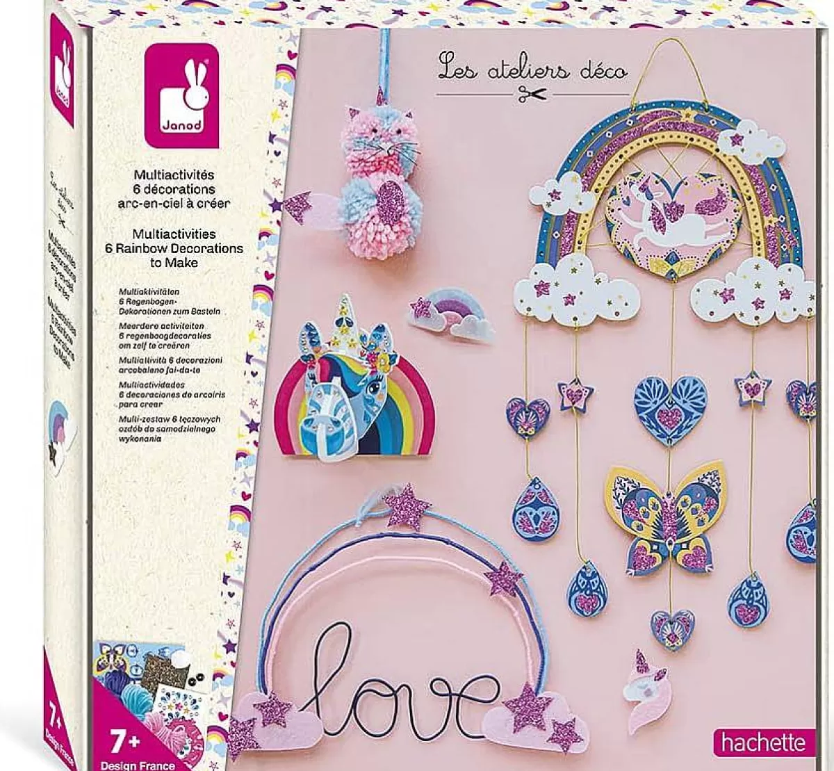 Boîte d'Activités Créatives Arc-en-Ciel Janod - Kit Éducatif Enfant avec 12 Jeux Ludiques | Promotion Éclair 24h