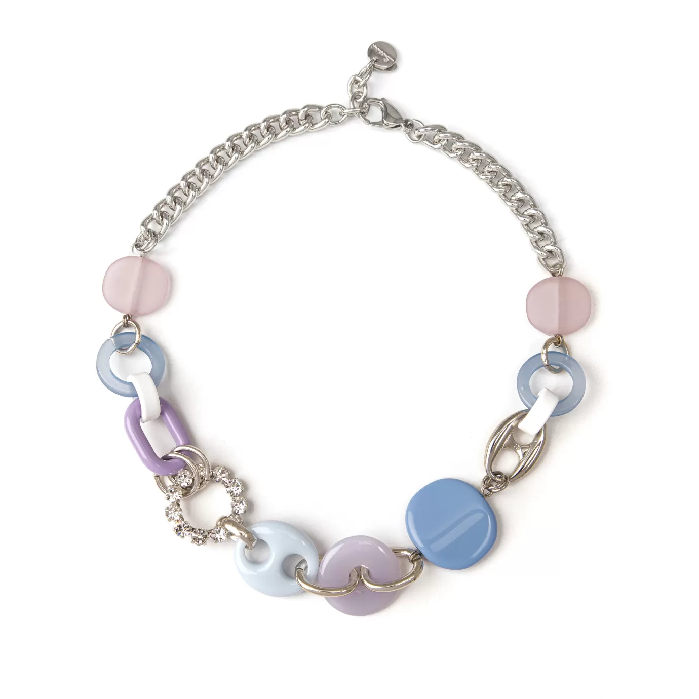 Collier court élégant avec gourmette et chaînettes entrelacées - Collection Kaamos par Sodini