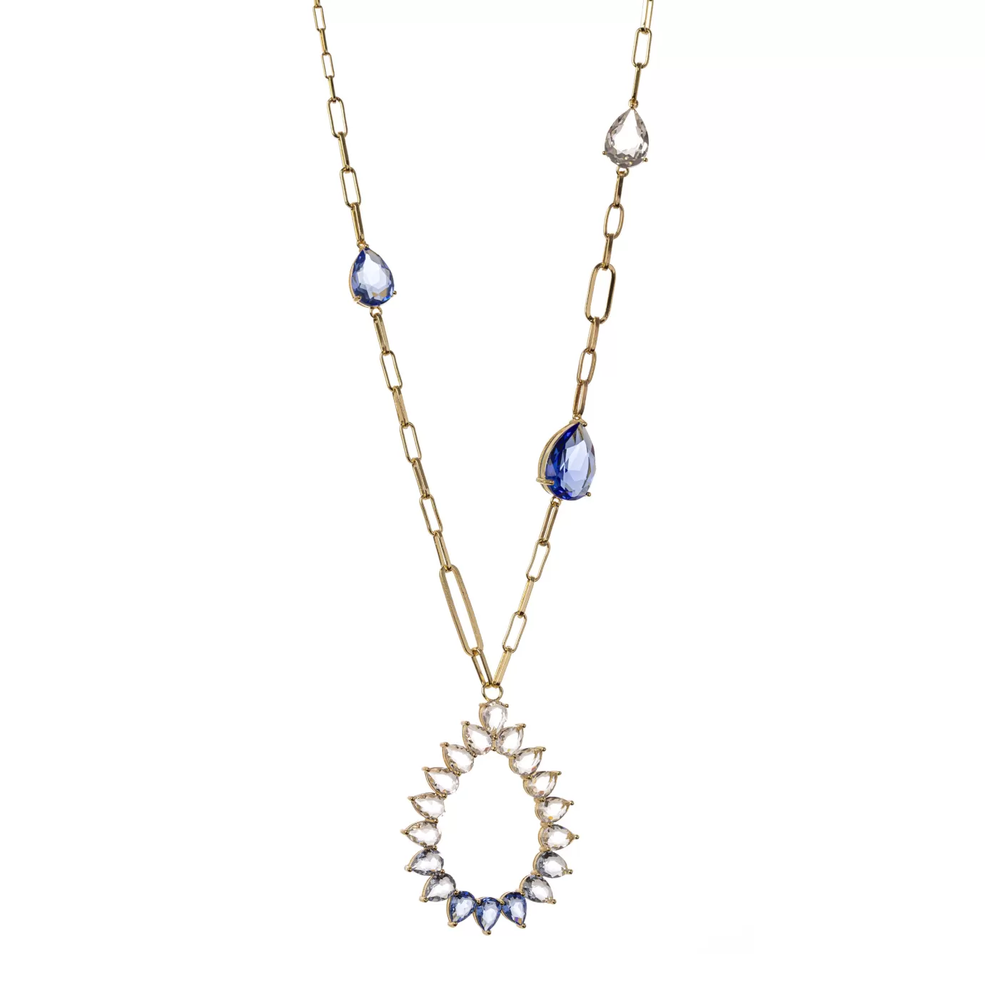 Collier Élégant Longue Chaîne avec Pendentail Cristal | Collection Printemps-Été 2024 | Maison Sodini | Pièce Exclusive Édition Limitée