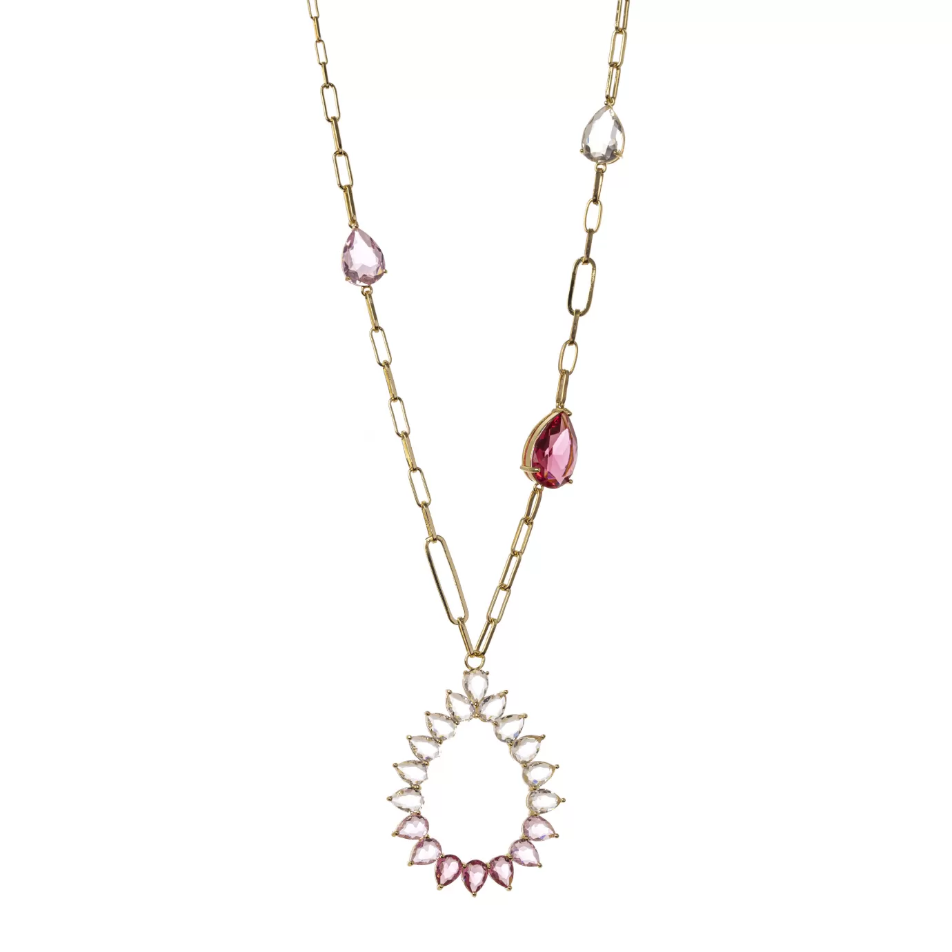 Collier Élégant Longue Chaîne avec Pendentail Cristal | Collection Printemps-Été 2024 | Maison Sodini | Pièce Exclusive Édition Limitée