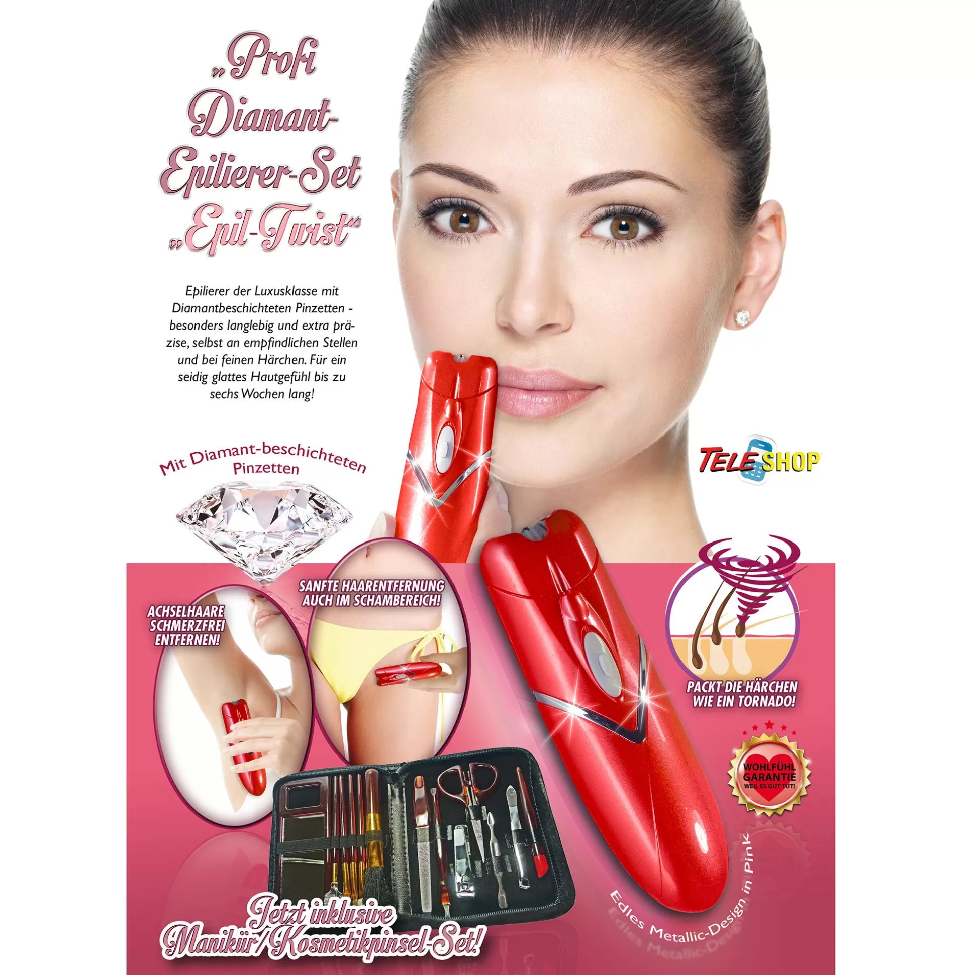 Épilateur Diamant Visage & Corps – Kit Complet avec Accessoires + Coffret Beauté 14 pièces Offert (Offre Limitée !)