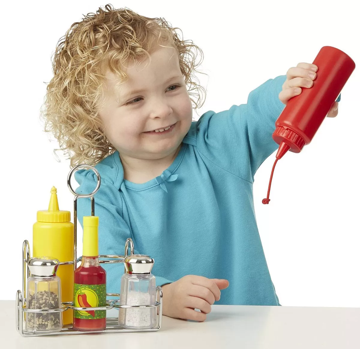 Melissa & Doug - Set de Condiments Éducatif en Bois - Jouet Complet pour Enfants avec Accessoires Alimentaires