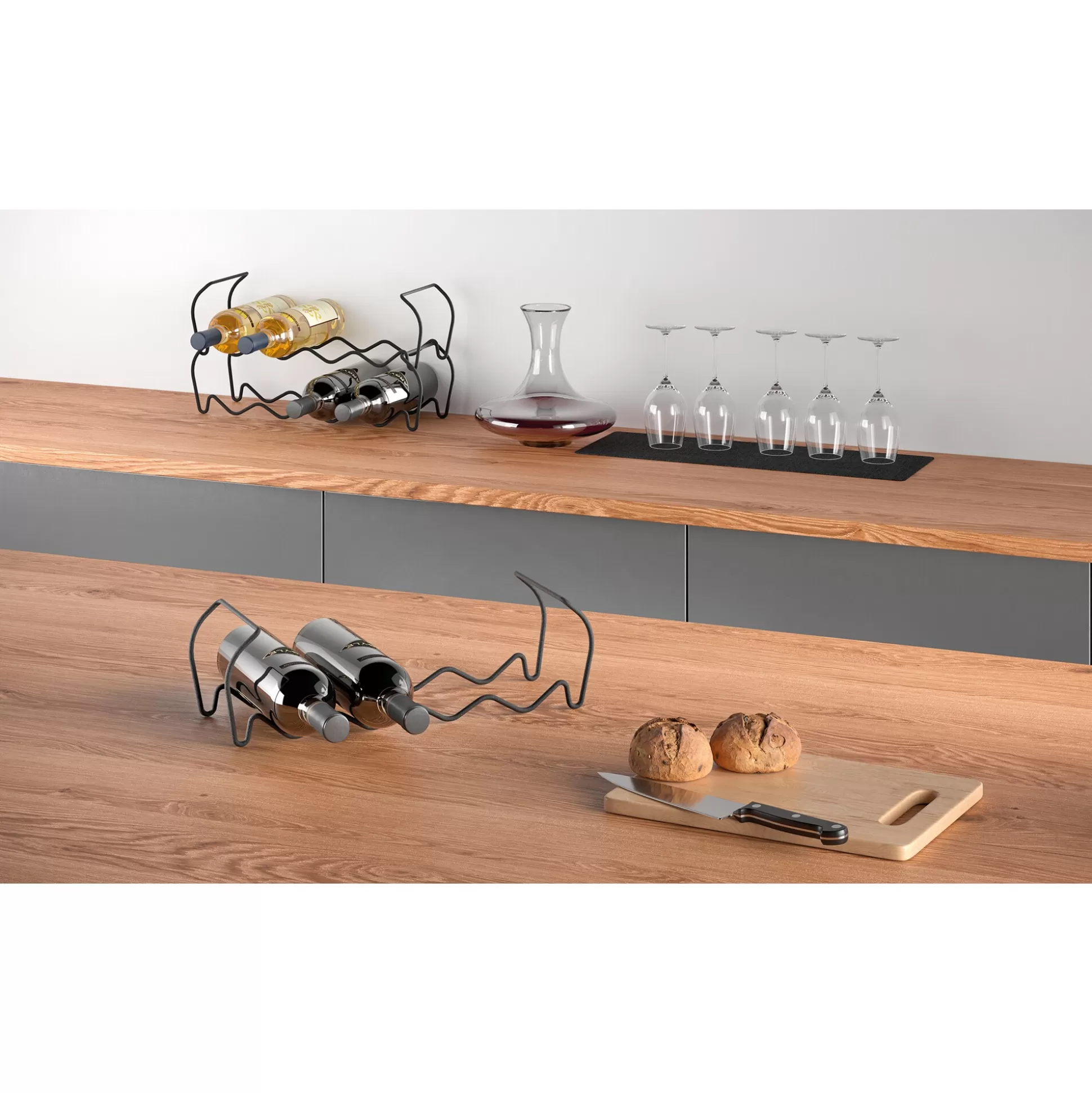 Porte-bouteilles design « Wine Bar » Metaltex - Chariot de cuisine élégant pour cave à vin (10 bouteilles) - Finition lave moderne