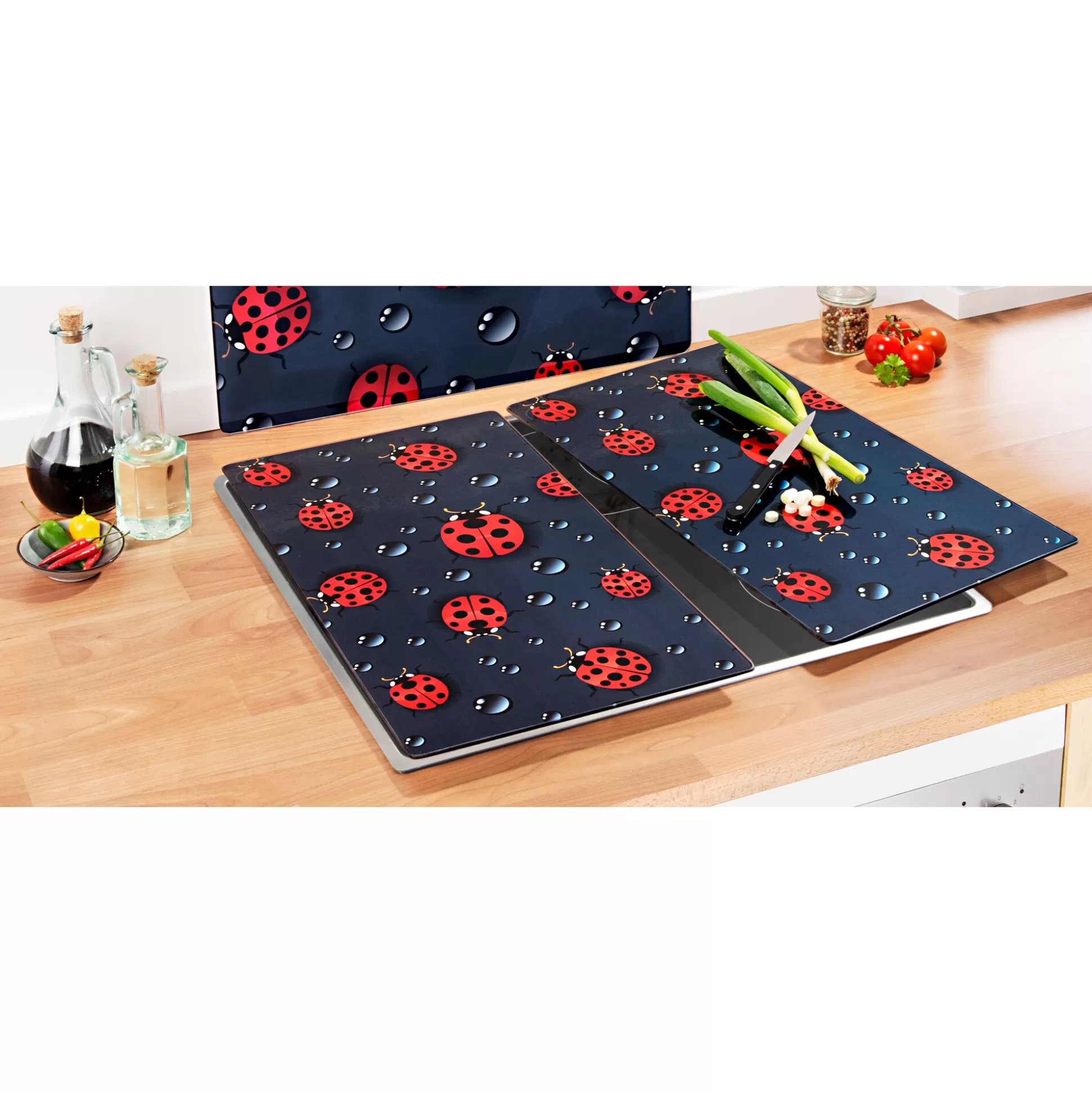 Protège-Fourneau Décoratif Coccinelles – Lot de 2 Anti-Salissures – Genialo